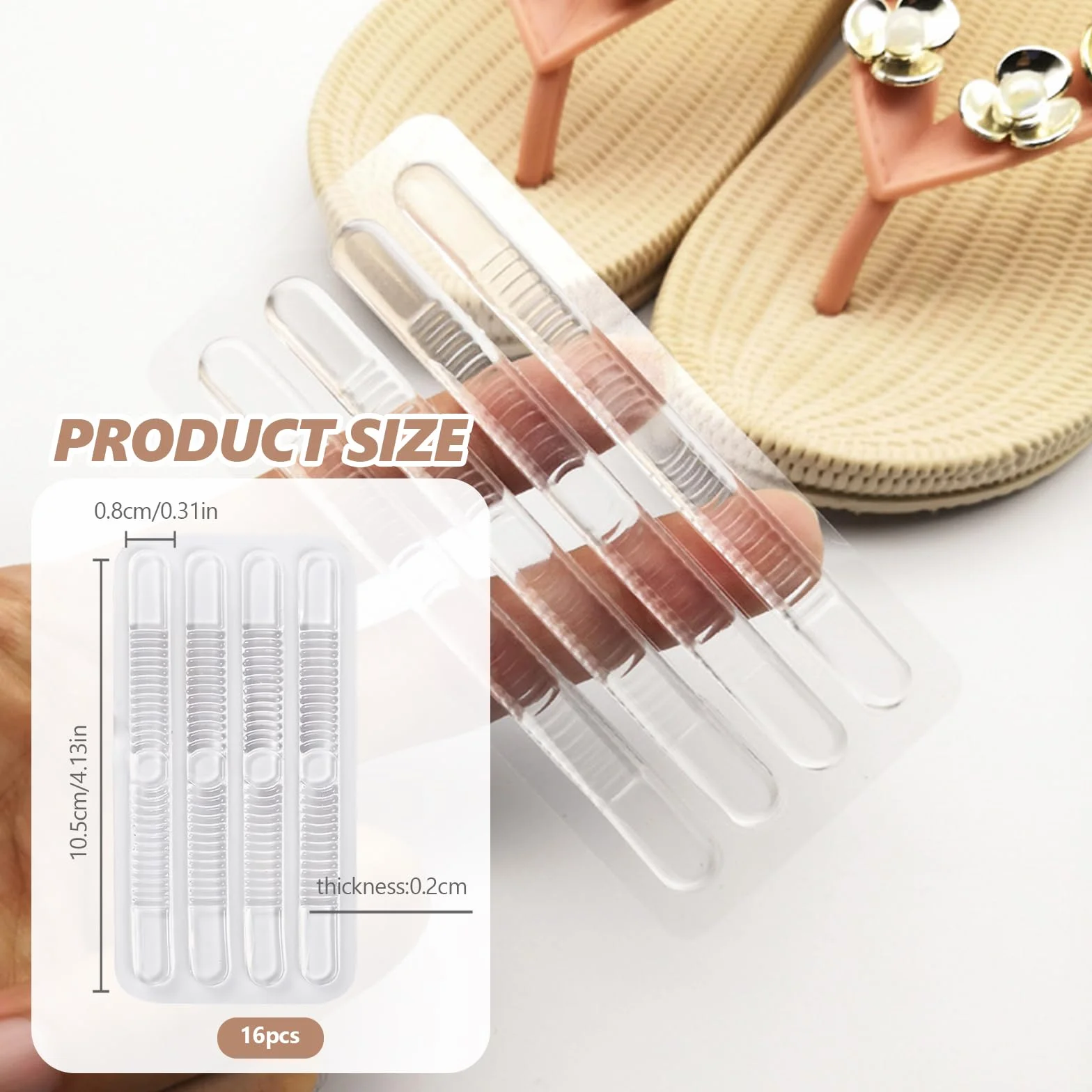 Adesivo Tacco Alto Trasparente Nastro Antiscivolo, Inserti in Silicone per Scarpe con Cinturino, 16 Pezzi