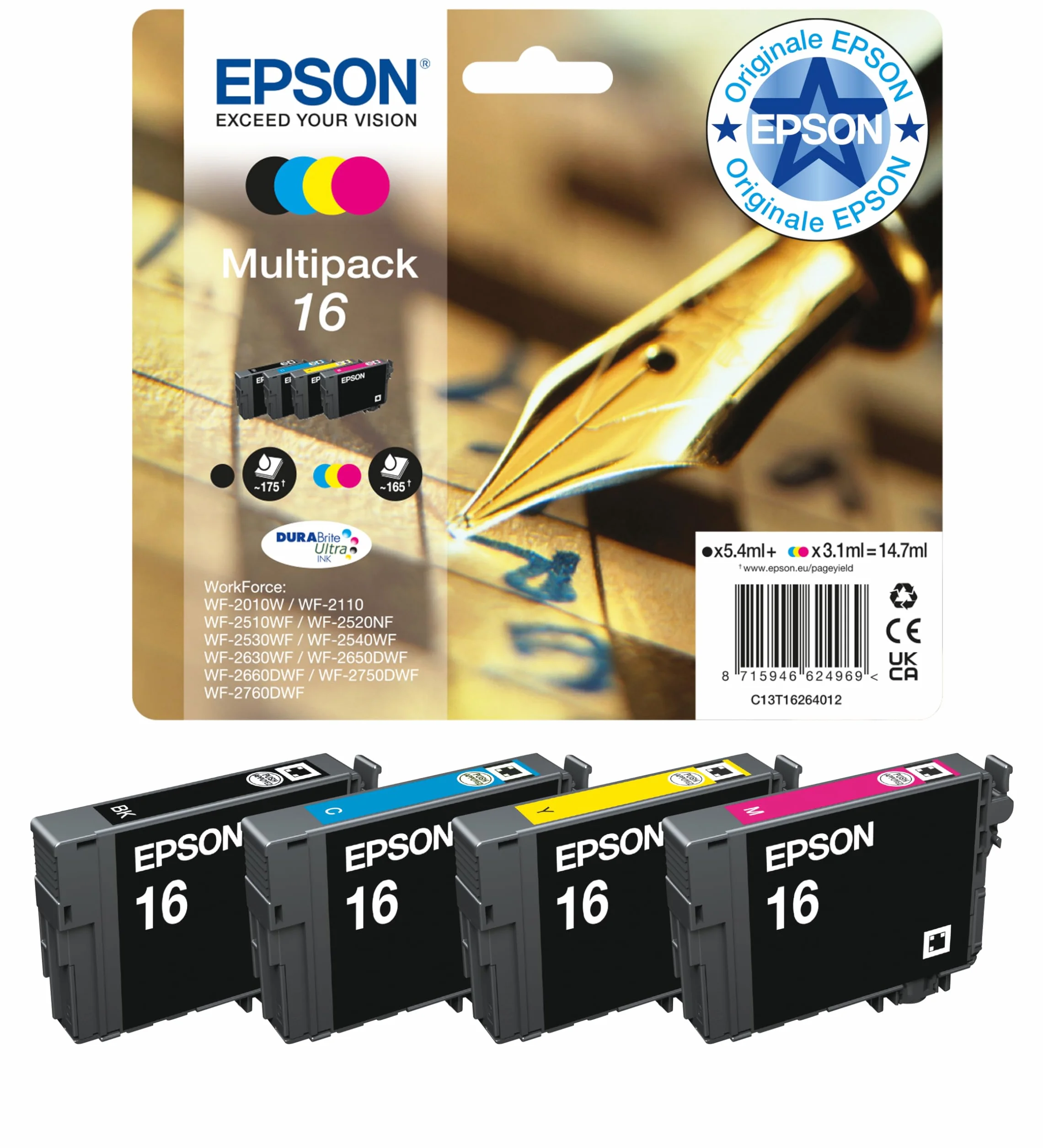 Cartuccia d'inchiostro Epson C13T16264012 Blu/Rosa/Giallo/Nero confezione da 4