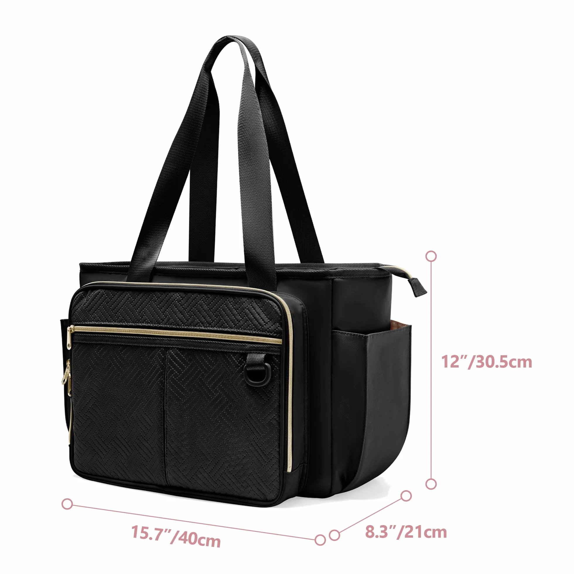 Borsa per Insegnanti con tasca a Fisarmonica per L'organizzazione dei file, Grande Borsa da Lavoro per Insegnanti per Donne, Nero (Design Brevettato)