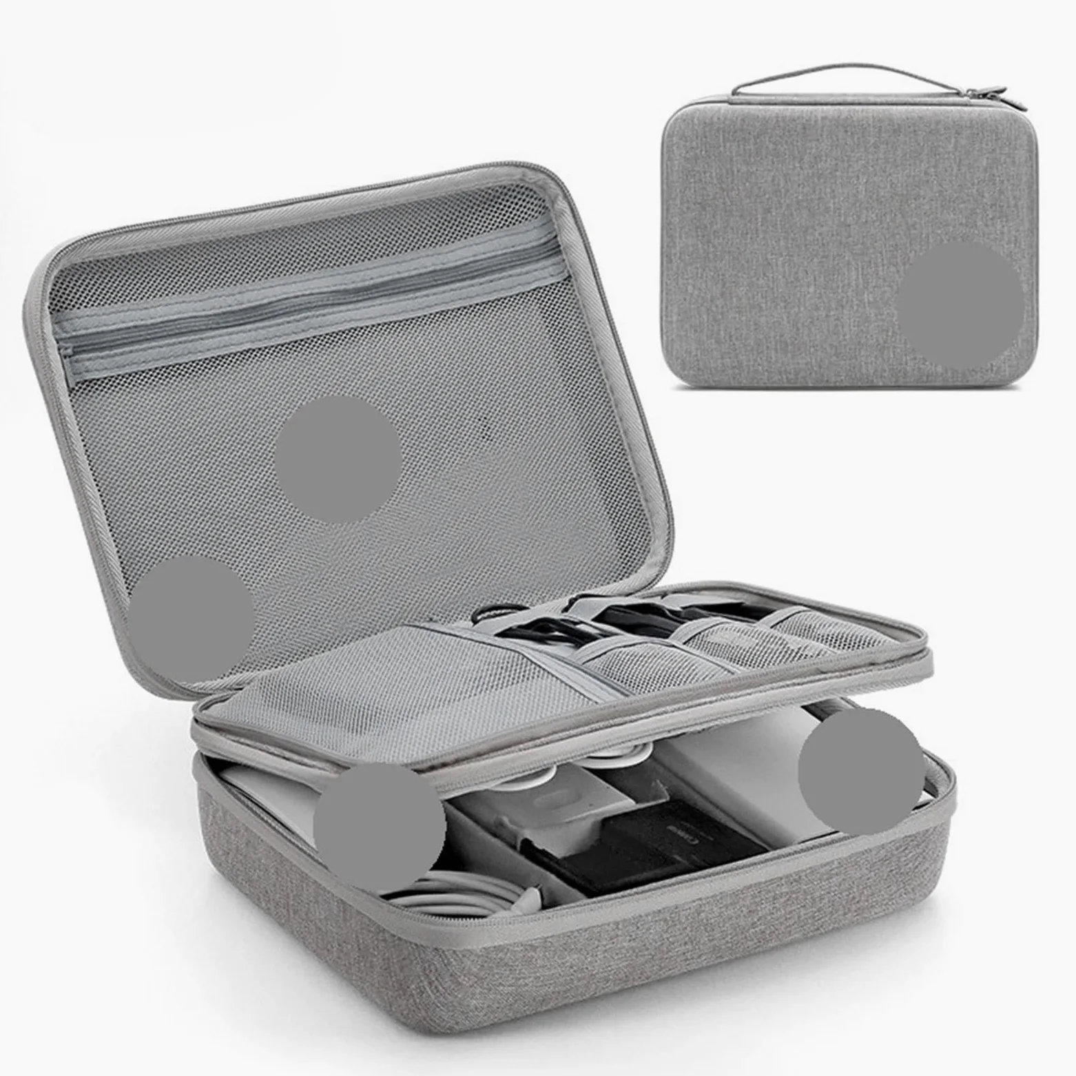 Organizer Cavi Custodia Rigida Impermeabile for Accessori elettronici Custodia Organizer for Banca di Potere di Grande capacità Borsa for passaporto da Viaggio Digitale(Single Layer-Gray-C)