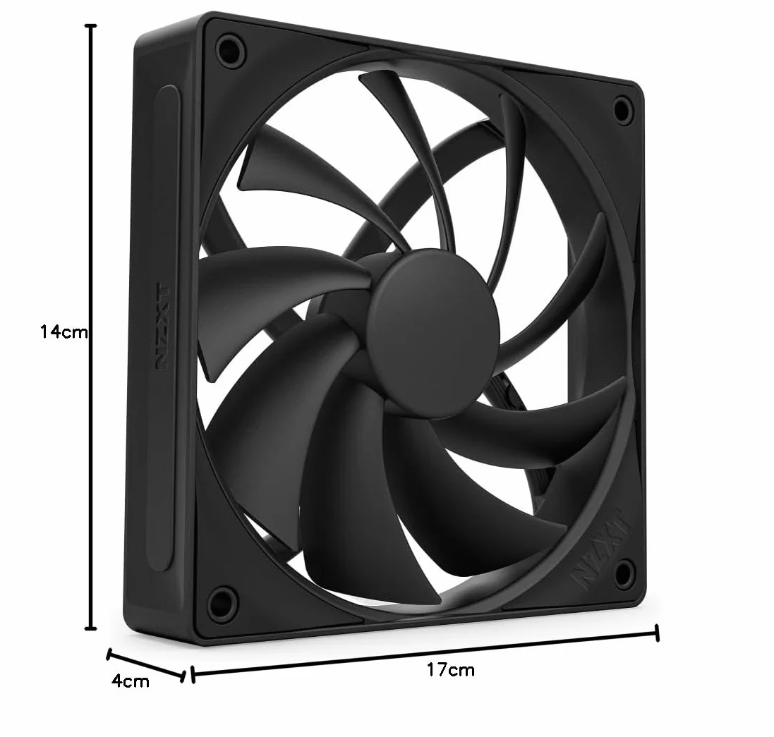 NZXT F120Q | Ventola silenziosa 120mm | Aspirazione o scarico | Telaio smussato e flusso concentrato | Cuscinetti fluid. | Rumore ridotto | Controllo PWM | Nero