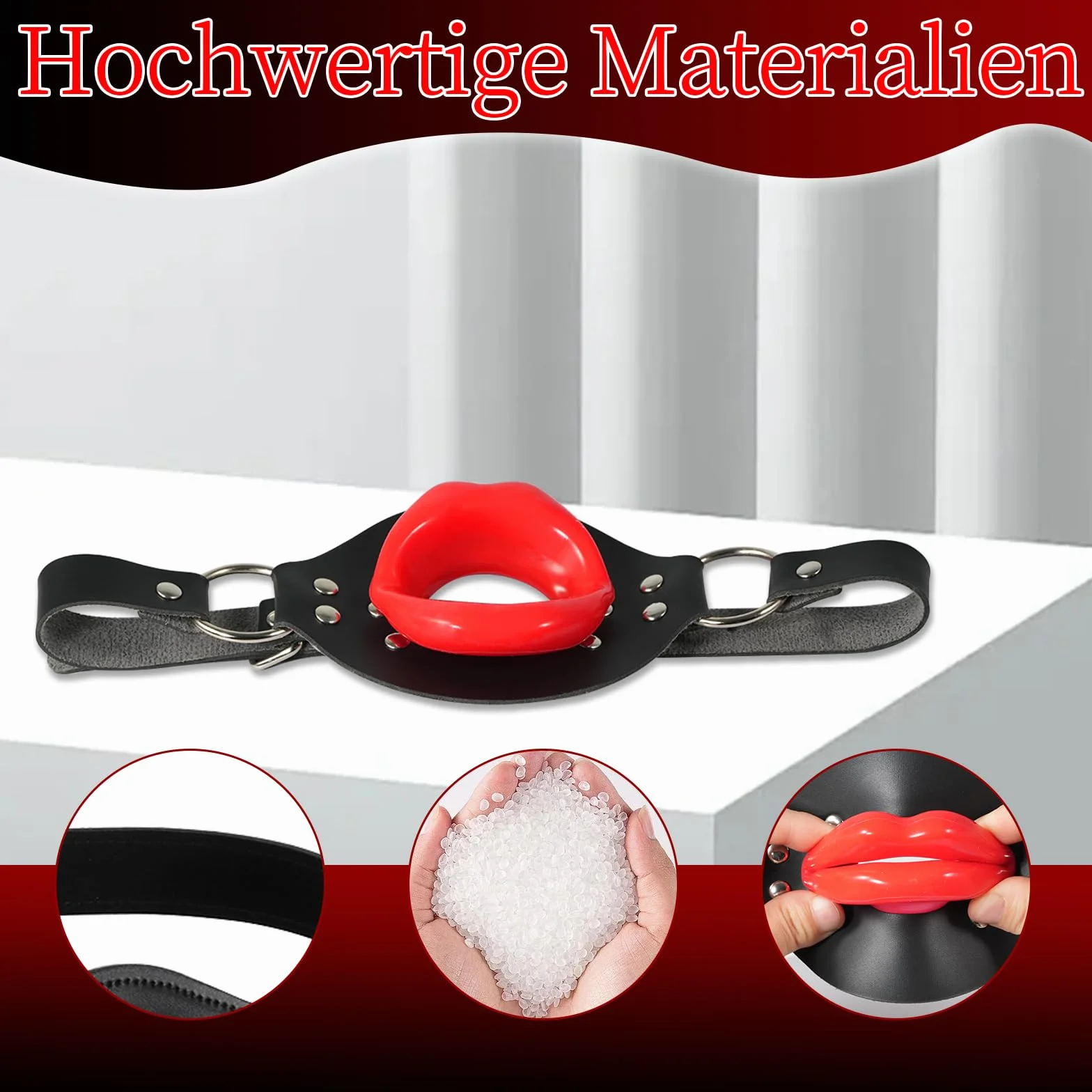 Silicone Ball Gag Big Mouth Gag con Cinghie di Cuoio Regolabili BDSM Sex Toy