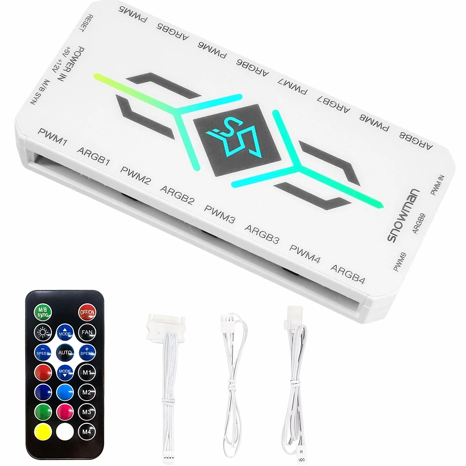 Hub Ventole PC ARGB PWM 9 Porte Telecomando Bianco