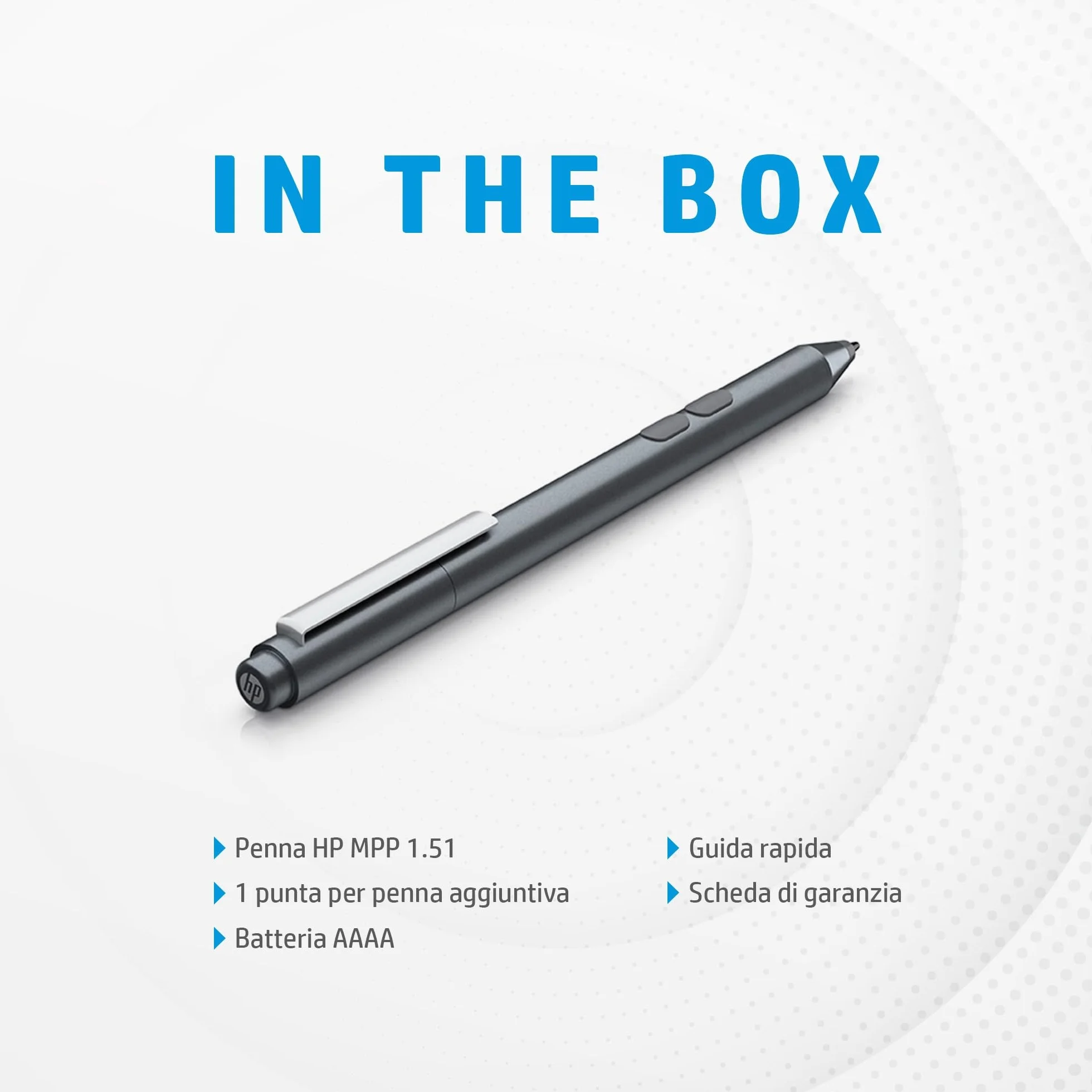 HP MPP 1.51, Penna Ricaricabile, 2 Punte Intercambiabili, 2 Pulsanti Configurabili, Autonomia fino a 18 Mesi, Supporto Magnetico, Compatibile con PC con Tecnologia MPP, Nera