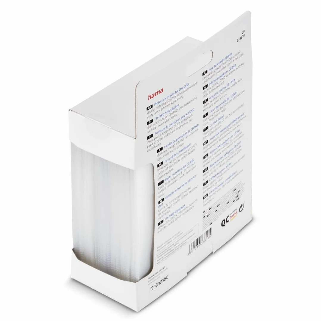 Hama - Buste protettive per CD/DVD, 100 pezzi, trasparente