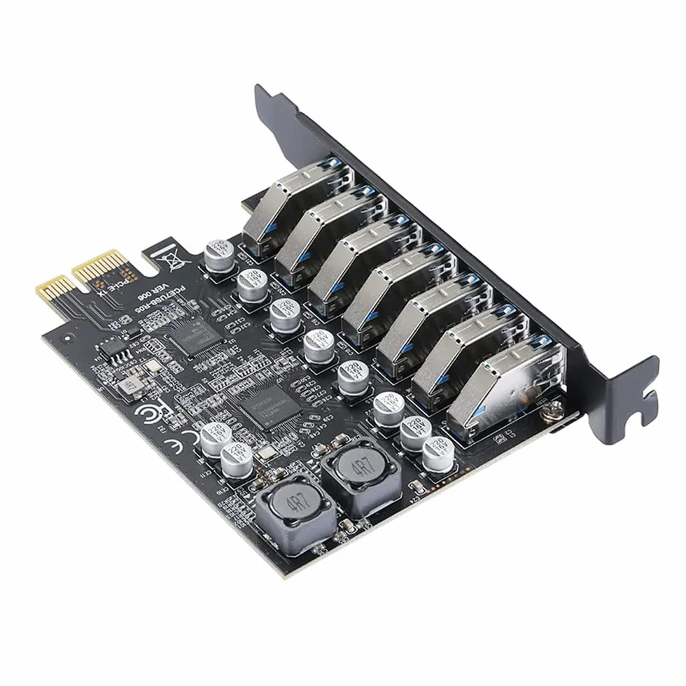 Scheda adattatore controller frontale USB 3.2 a 7 porte, scheda di espansione PCI-E Express a 7 porte, scheda USB interna PCIe collega 7 dispositivi avanzati per Windows