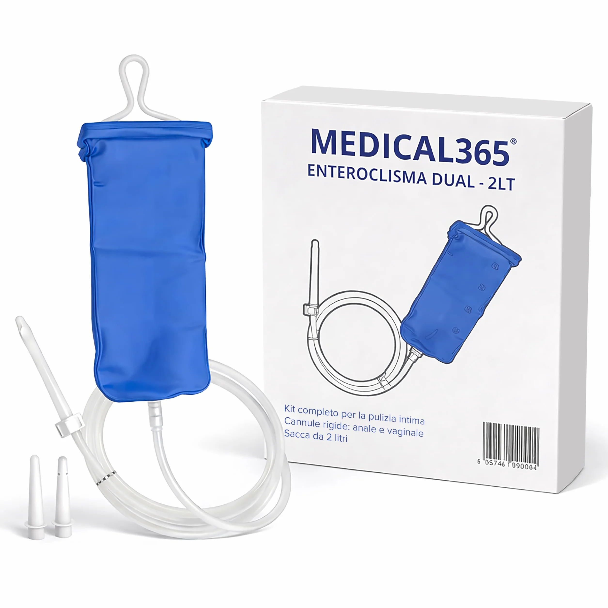 Enteroclisma 2 Litri – Kit Clistere Evacuativo con Tubo in Silicone 145cm – Cannula Anale e Vaginale