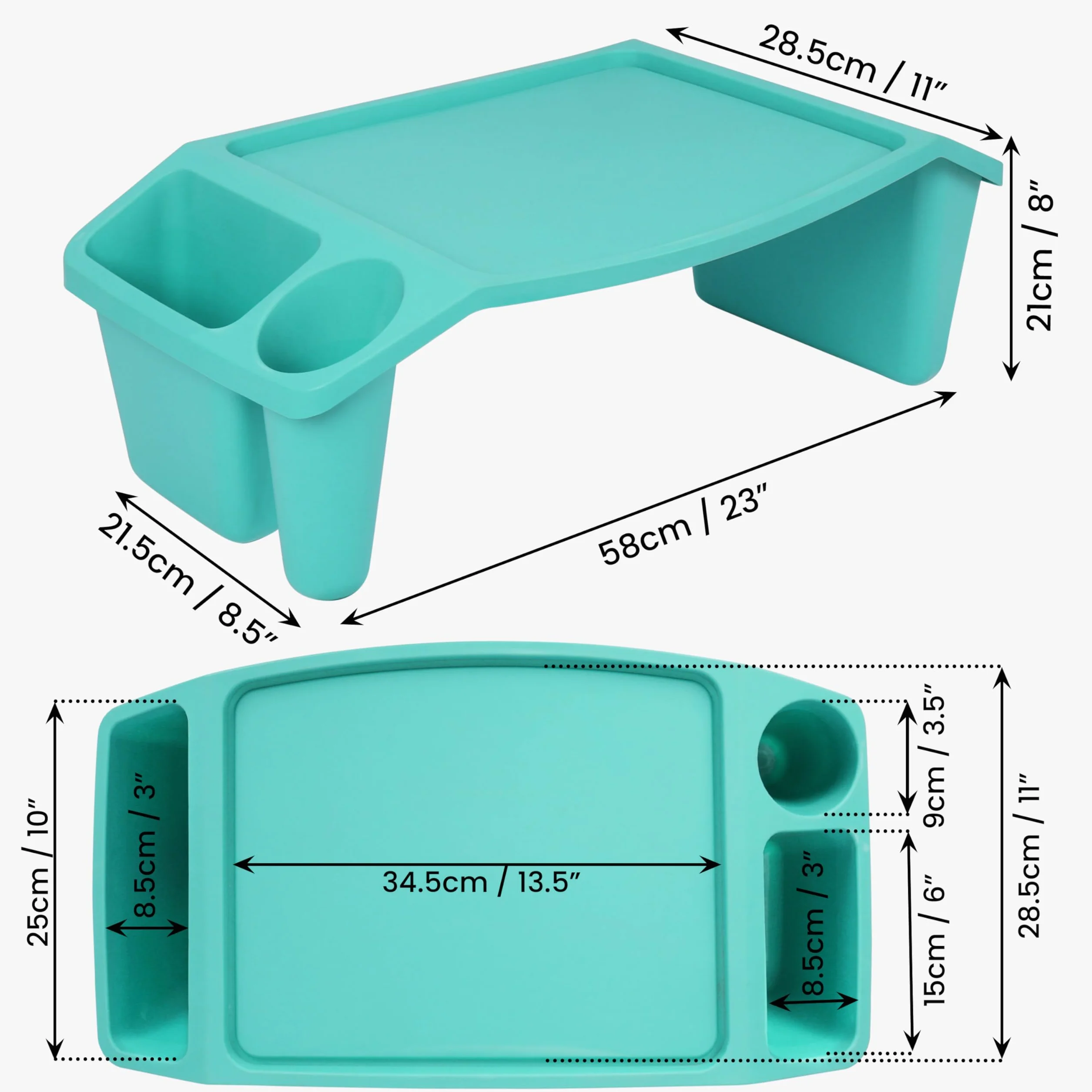 BELLE VOUS Vassoio Letto Multiuso Blue con 3 Scomparti - Supporto PC Letto con Tasche Laterali - Scrivania Letto per Laptop, Portavivande, Colazione, Lettura, Notebook, Gioco e Molto Altro