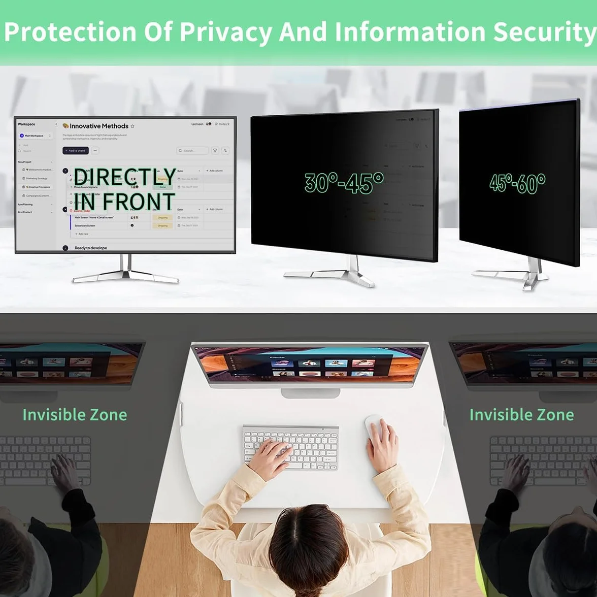 Protezione Schermo per Computer Desktop da 27 Pollici con Rapporto di Aspetto 16:9, Anti Luce Blu e antiriflesso, Filtro per la Privacy a Rapida Installazione, Pellicola di Protezione per PC