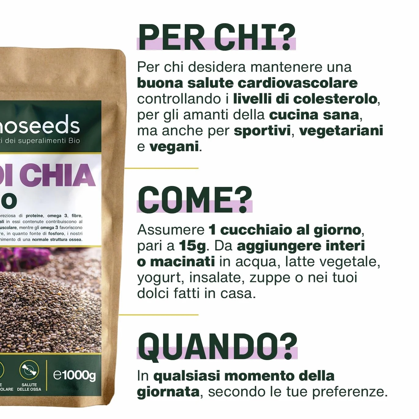 Semi di Chia Bio 1KG 100% Biologici Senza Glutine