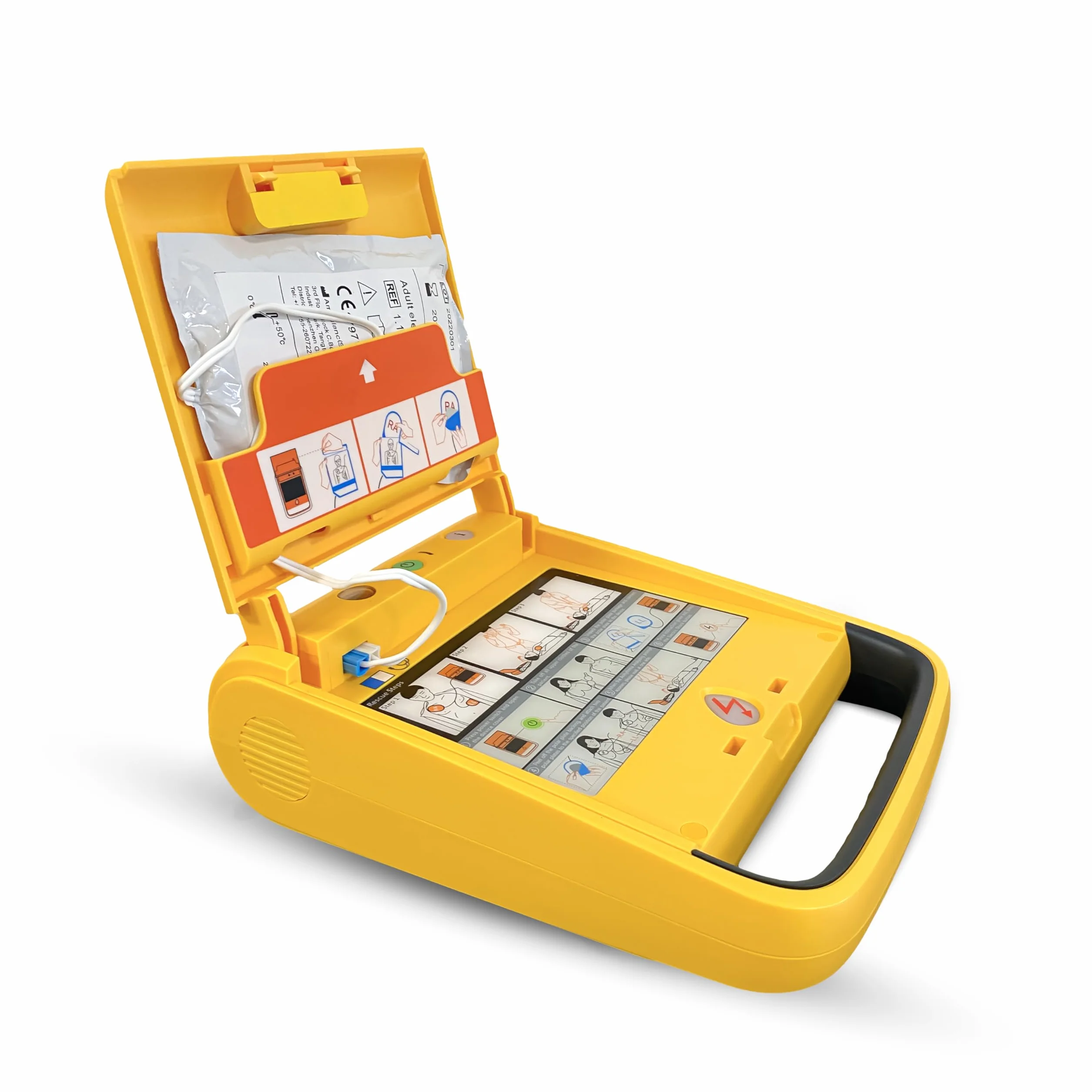 Defibrillatore Semiautomatico I3 AMOUL Completo con Piastre Universali Pre-Collegate Adulti/Pediatriche, Batteria Alta Capacità 5 Anni, Borsa da Trasporto - Garanzia 5 Anni