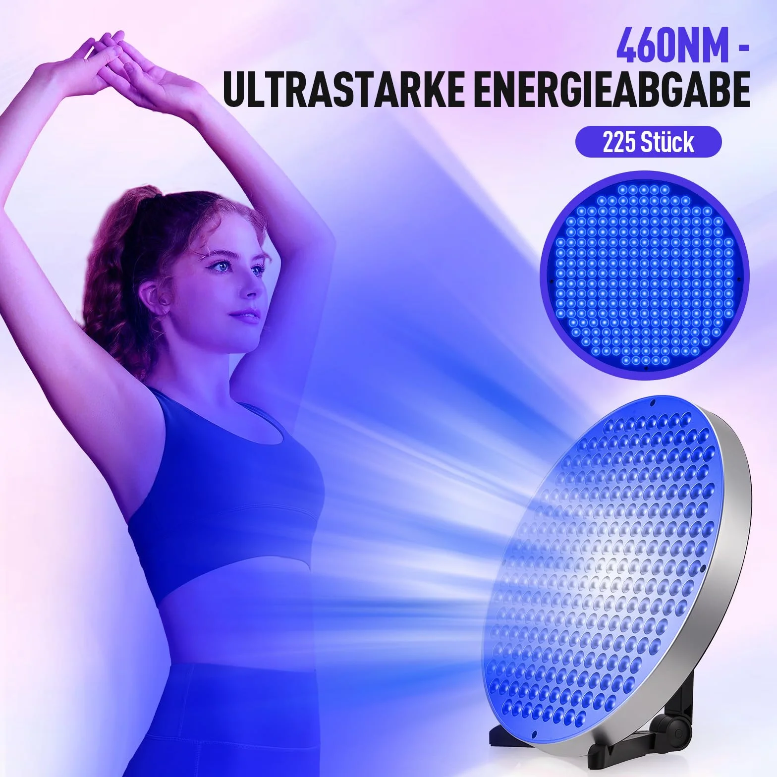 Solarium per la casa 50 W 250 LED 460 NM lampada abbronzante portatile con occhiali solarium supporto pieghevole regolabile