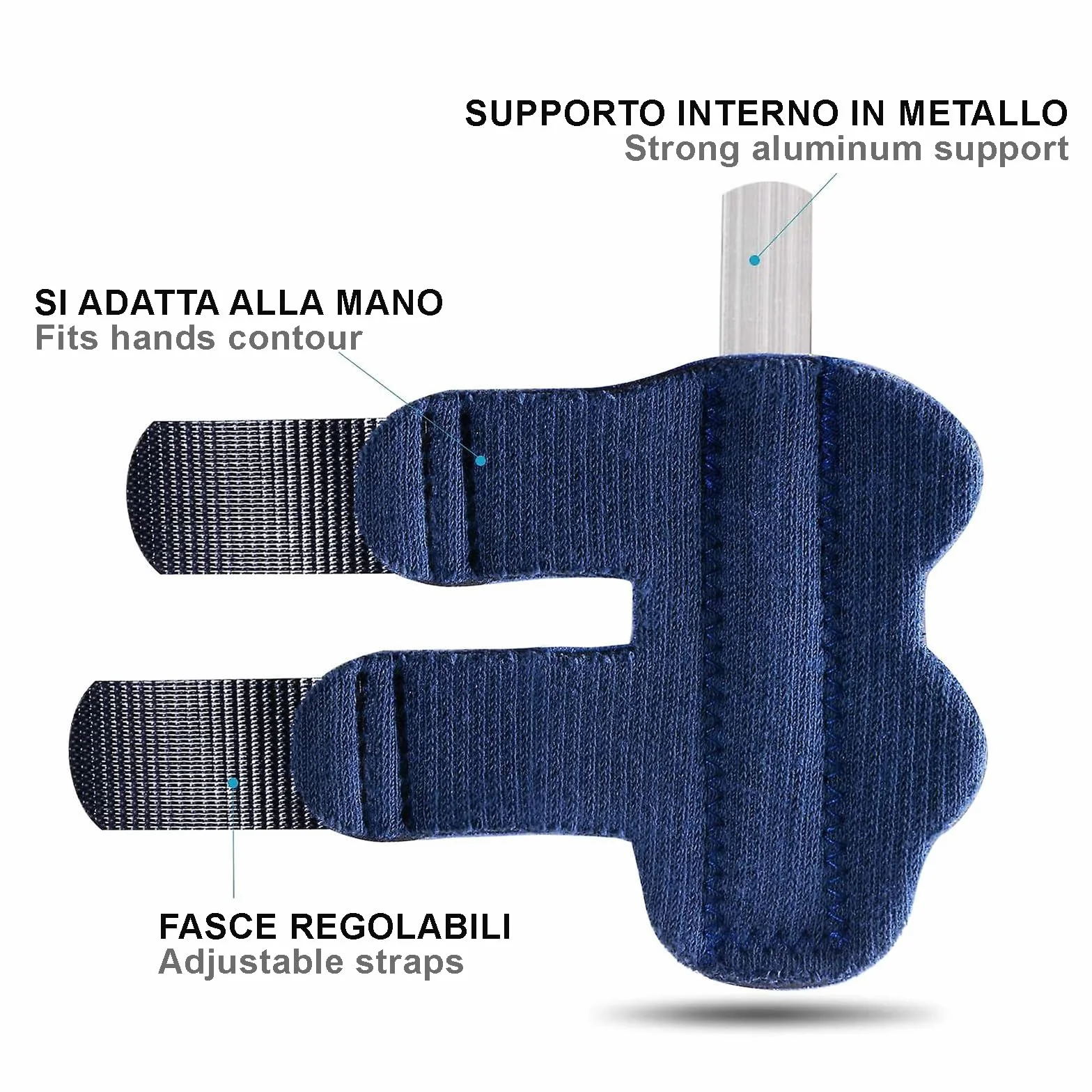 Tutore Dito Regolabile Traspirante con inserto in metallo, 3 Pezzi Stecca Dito Mano