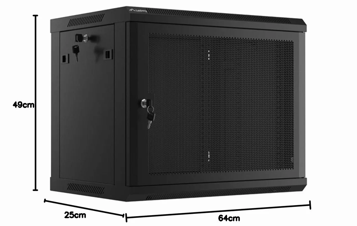 Lanberg Armadio rack 19" montaggio a parete 9u/600x450 con porta traforata nera