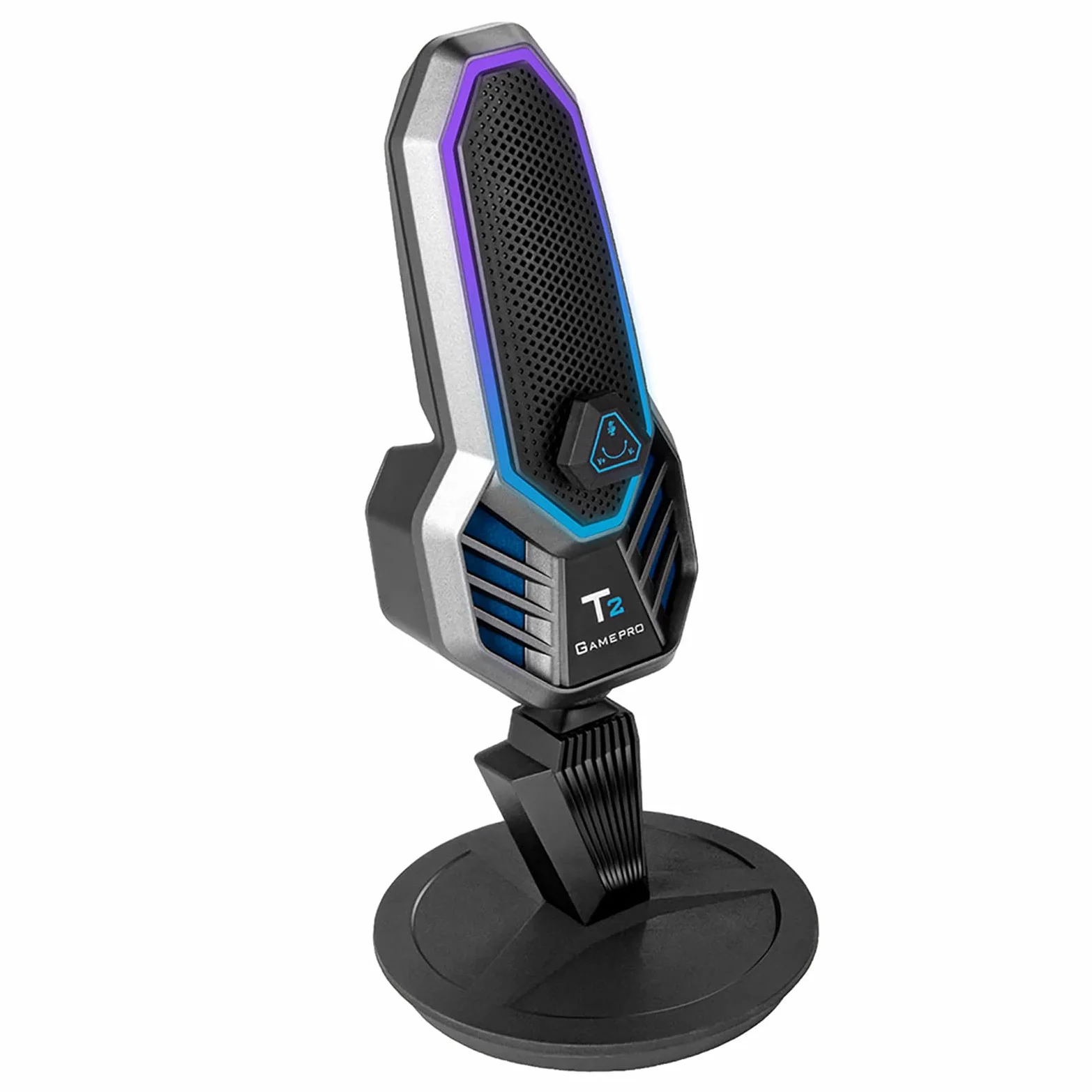 Microfono a Condensatore RGB, Microfono Con Supporto Cardioide USB Da Gioco Con Fantastica Illuminazione RGB, Regolazione Della Rotazione a 360° Per Giochi/streaming/registrazione