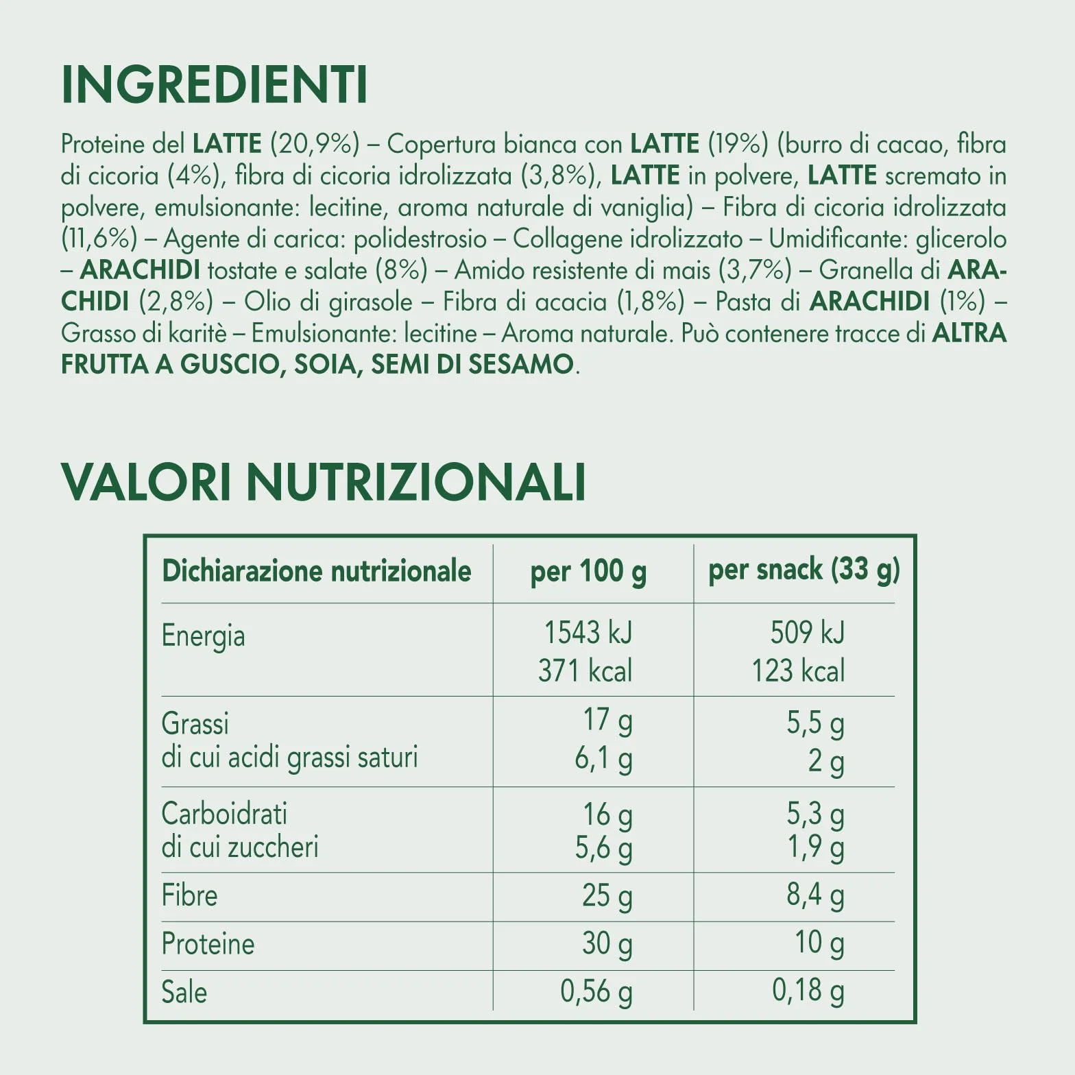 Enervit EnerZona Protein Snack Variety Pack 6x33g Barrette Assortite Cocco Noir White Peanuts Salty Caramel Pistacchio Nocciola