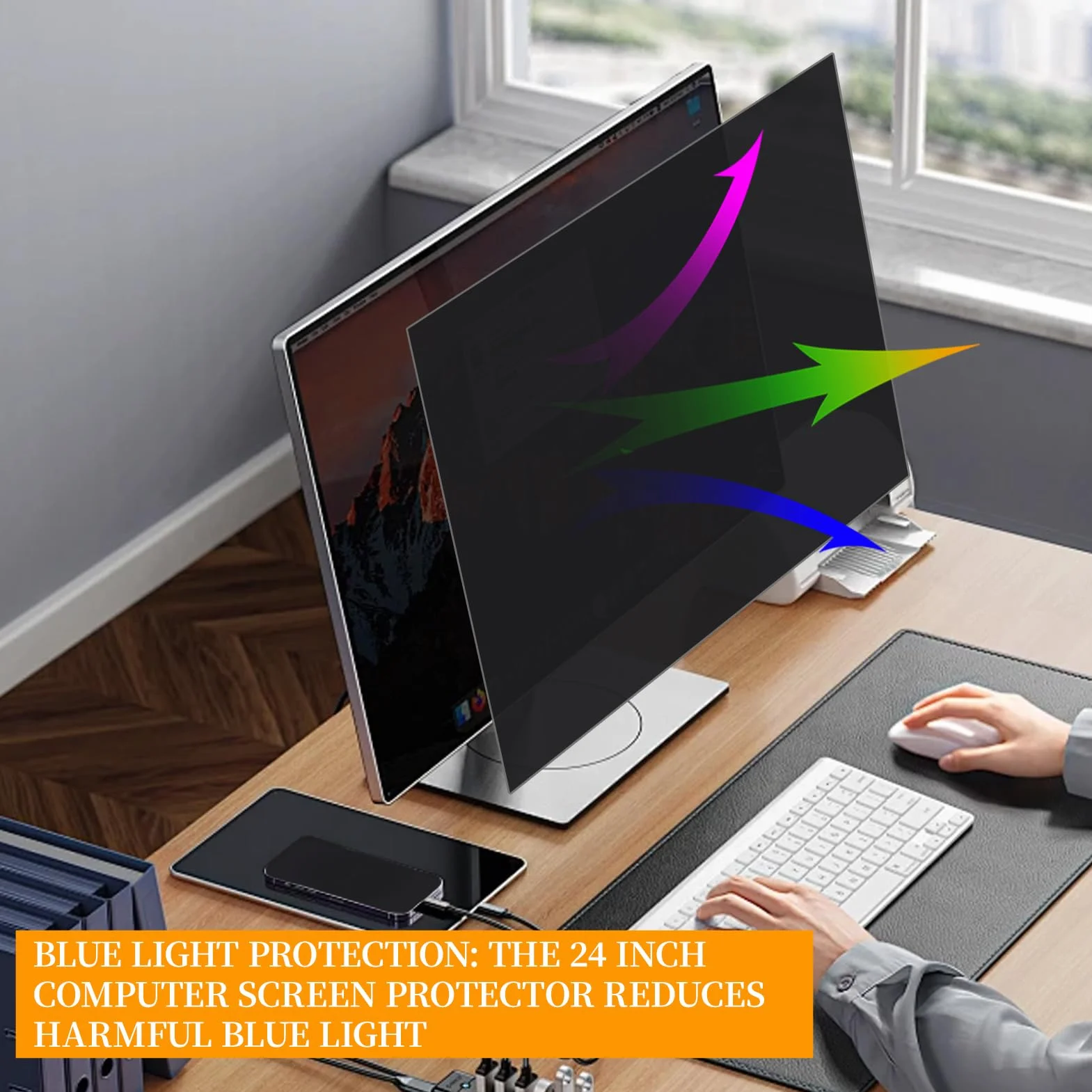 Schermo Privacy per Computer da 24 Pollici per Monitor Widescreen con Rapporto di Aspetto 16:9, Protezioni per Gli Occhi Filtro Privacy Antiriflesso per Monitor di Computer