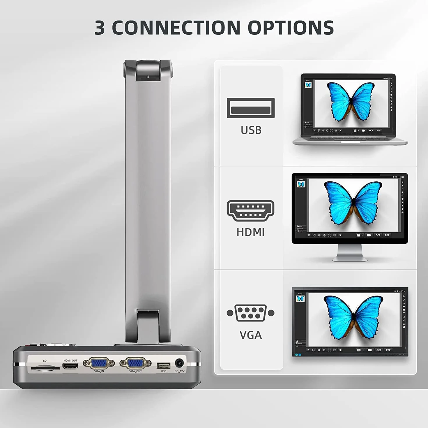 JOYUSING V508 HDMI/VGA/USB telecamera documenti 8 Mp, visualizzatore formato A3, apprendimento a distanza, demo dal vivo, per Windows, Mac, Funziona con o senza computer