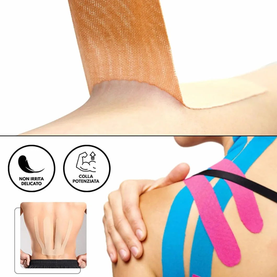 TS TAKE SPORT Kinesio Tape 5x5m 95% Cotone 5% Spandex 1 Rotolo Resistente ad Acqua e Sudore