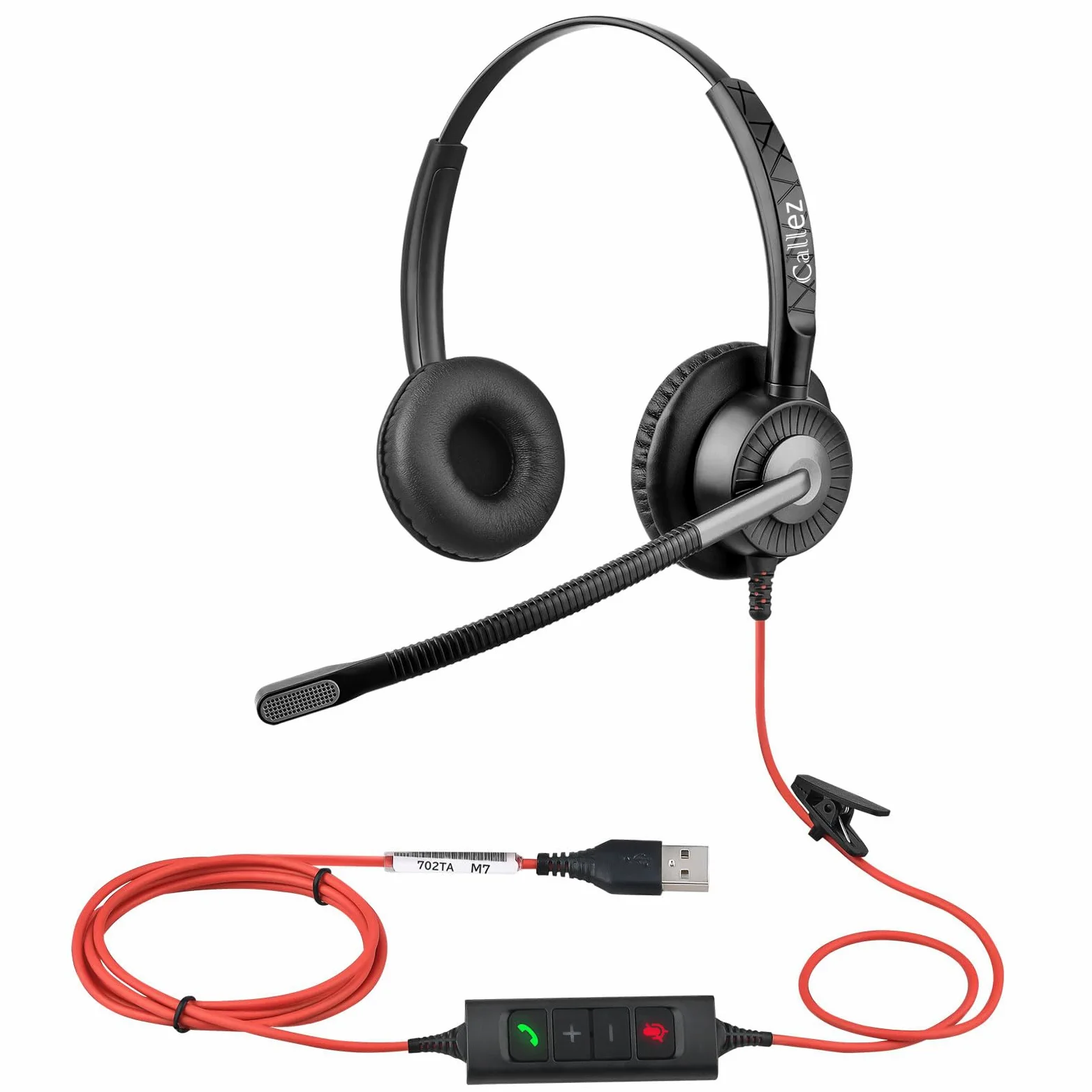 Callez Cuffie USB con Microfono Doppio ENC Cancellazione del Rumore per PC | Cuffie PC Stereo Auricolari Computer con Pulsante Teams per Teams Zoom Lavoro Ufficio Videoconferenze Call Center Business