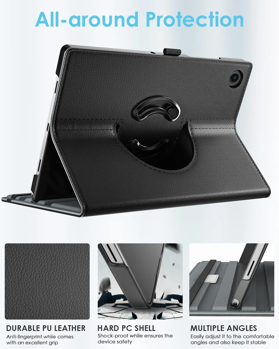 TiMOVO Cover Girevole per Samsung Galaxy Tab A11+/A11 Plus 11 Pollici 2025 SM-X230/X236/X238, Nero