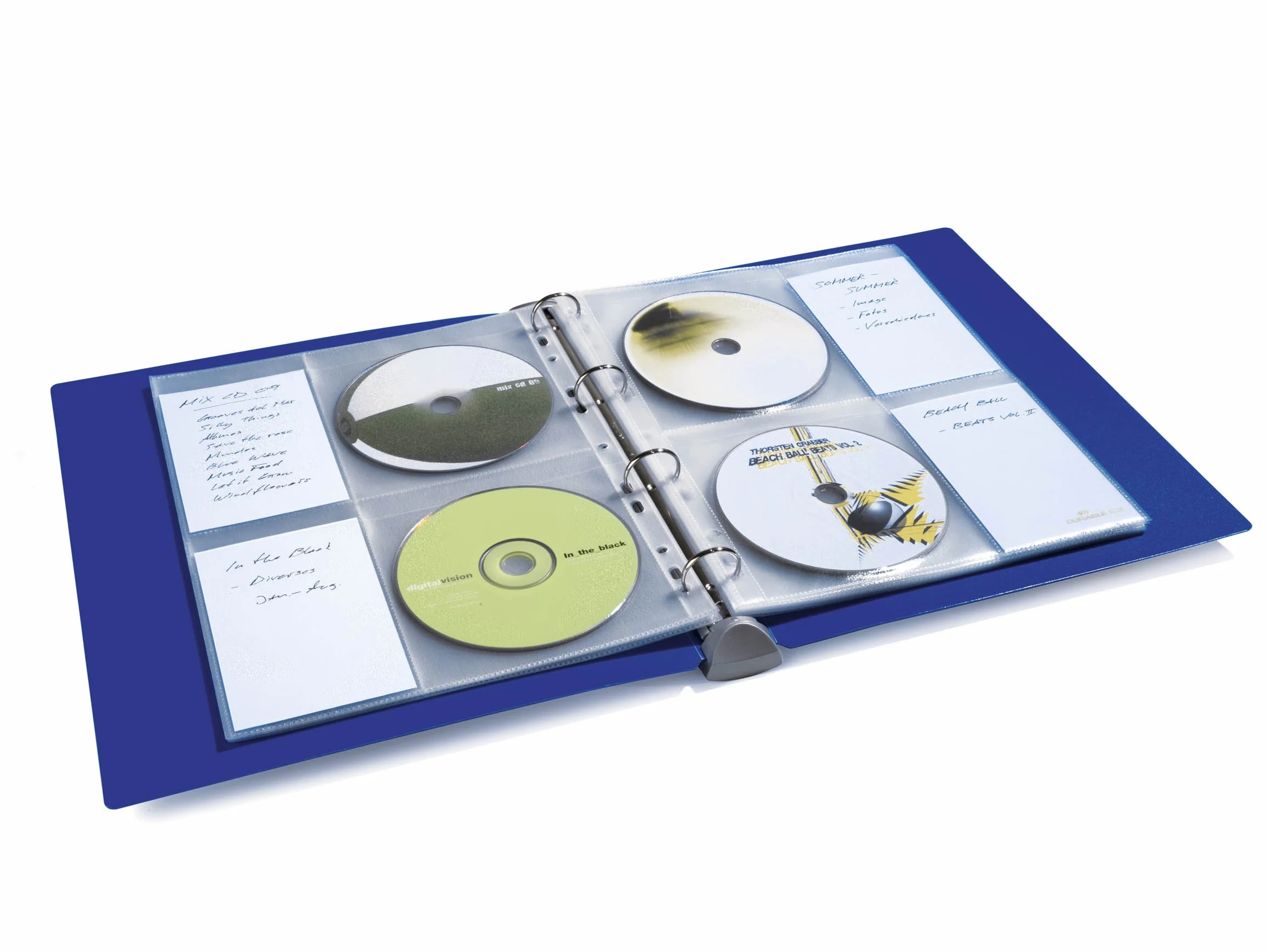 Durable 523819 - CD/DVD Cover Light M, busta per 4 CD/DVD, foratura per archiviazione, porta etichetta, trasparente, confezione da 10 pezzi