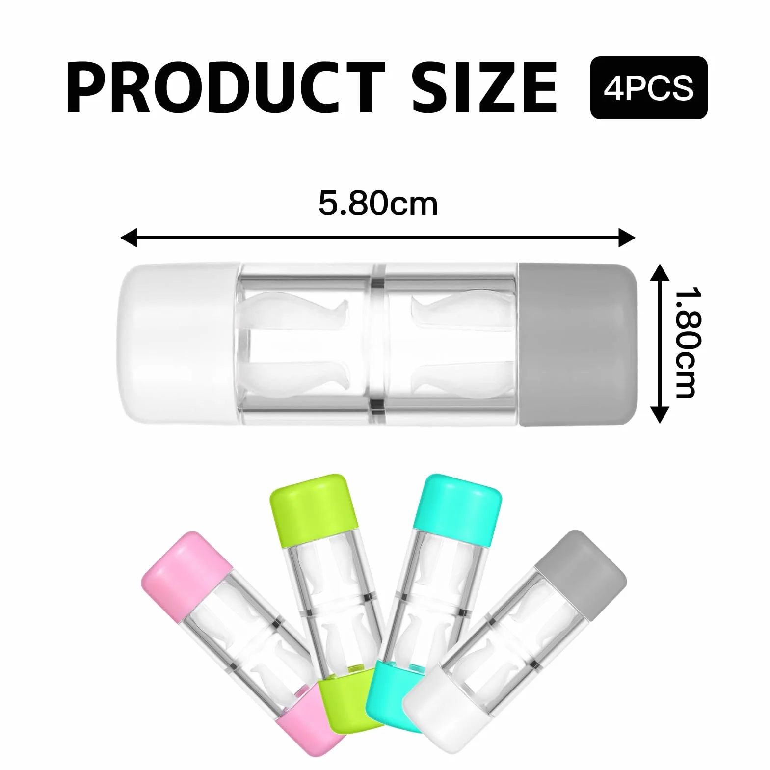 Contenitori per Lenti a Contatto Dure, Mini Dimensioni da Viaggio, 4 PCS, Rosa Bianco Blu Verde, Scatola Protettiva