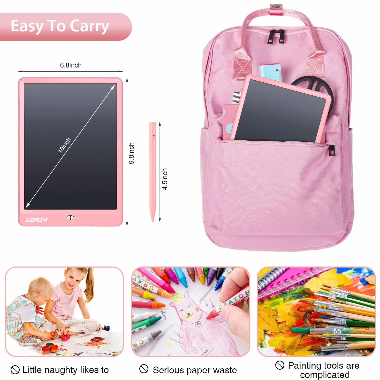 Tavoletta Grafica LCD Scrittura Colorato 10 Pollici Lavagna da Disegno Cancellabile Portatile Regalo Bambini