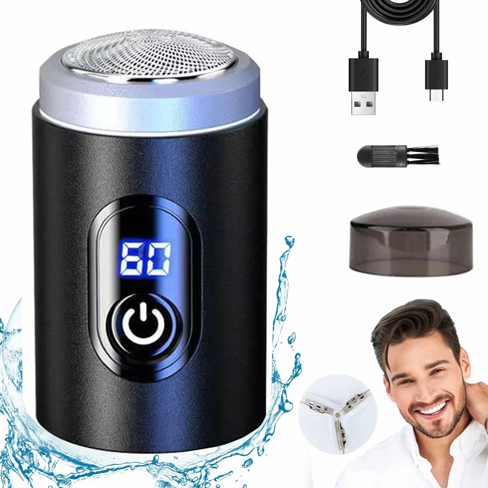 Rasoio elettrico impermeabile IPX7 per uomo, palla e inguine (1 set)