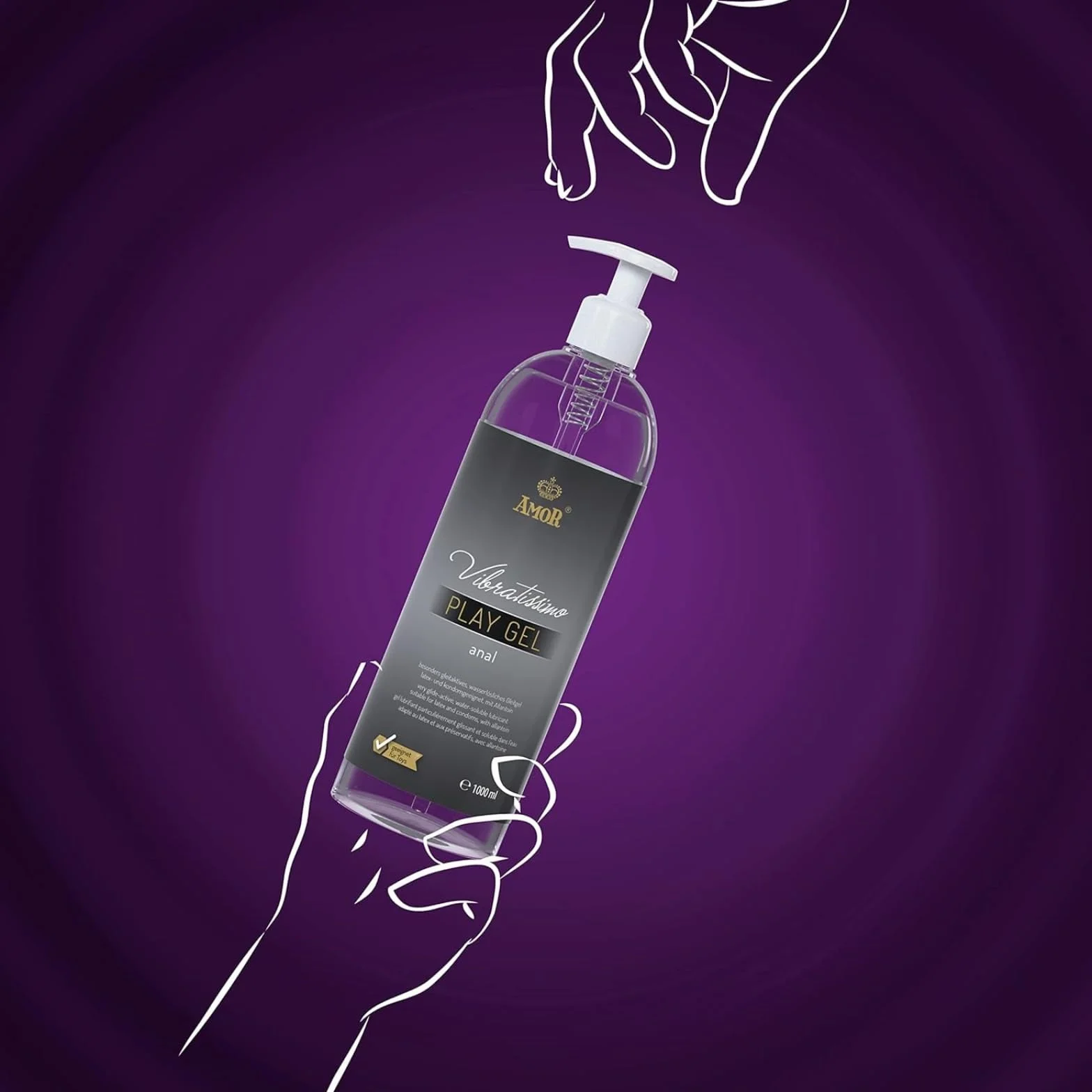 Vibratissimo Play Gel anale 1000 ml Lubrificante extra scivoloso a base acqua per sex toys silicone e preservativi lattice
