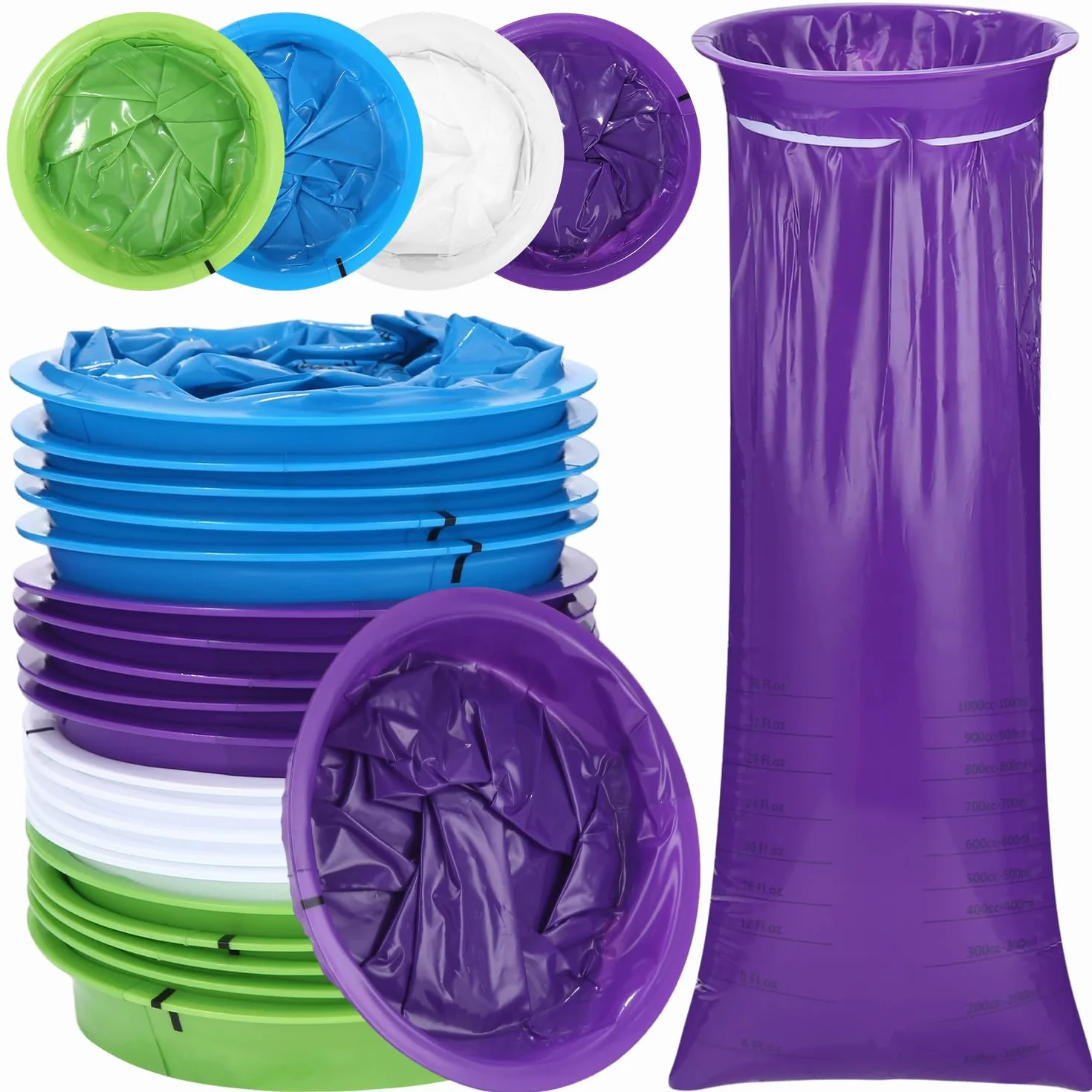 20 Pezzi Sacchetti Vomito da Viaggio Bambini 1000ml Vomit Bag con Bottoni Automatici