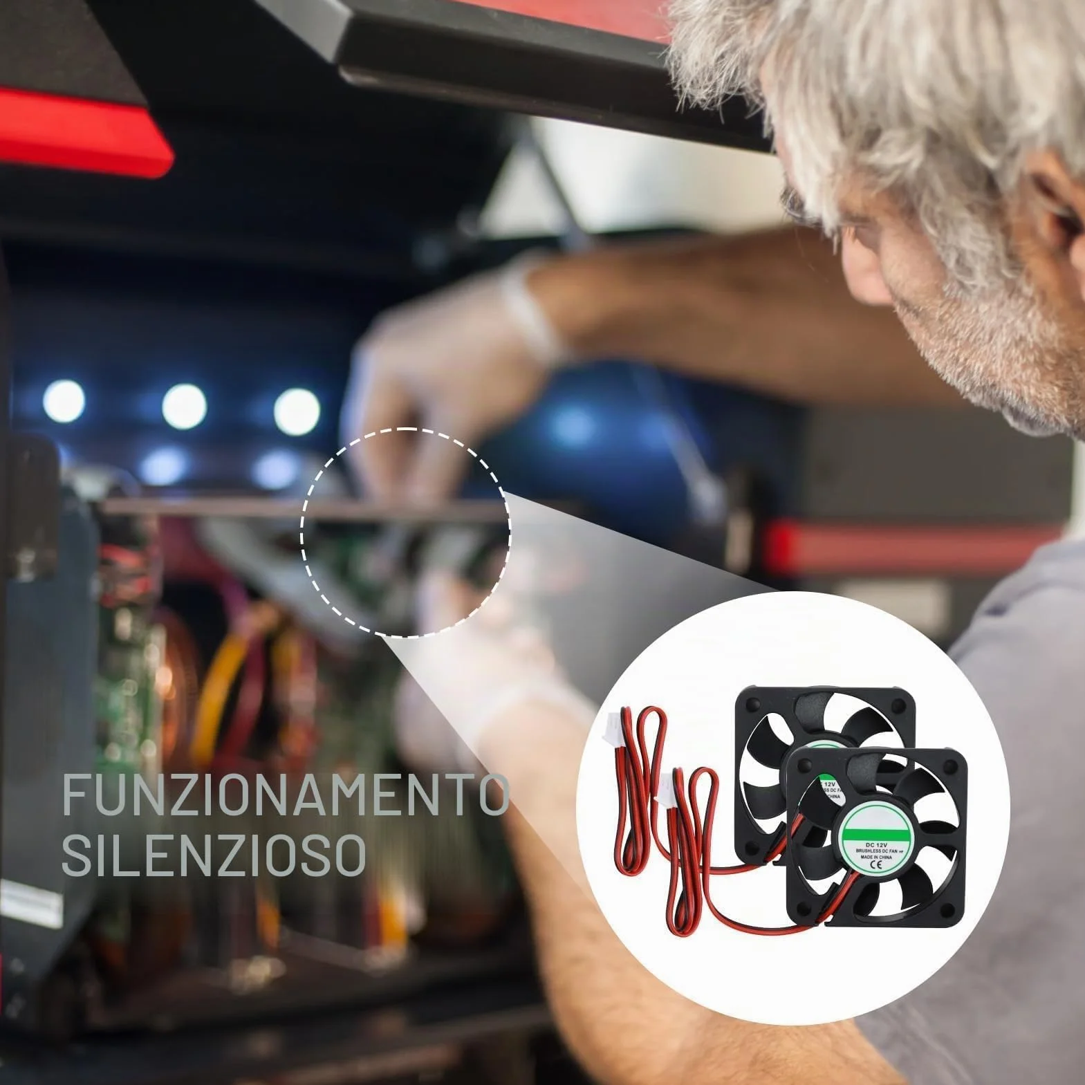 Ventola di Raffreddamento 12V DC 50x50x10mm Brushless 2 Pin 5010 Silenziosa per Stampante 3D