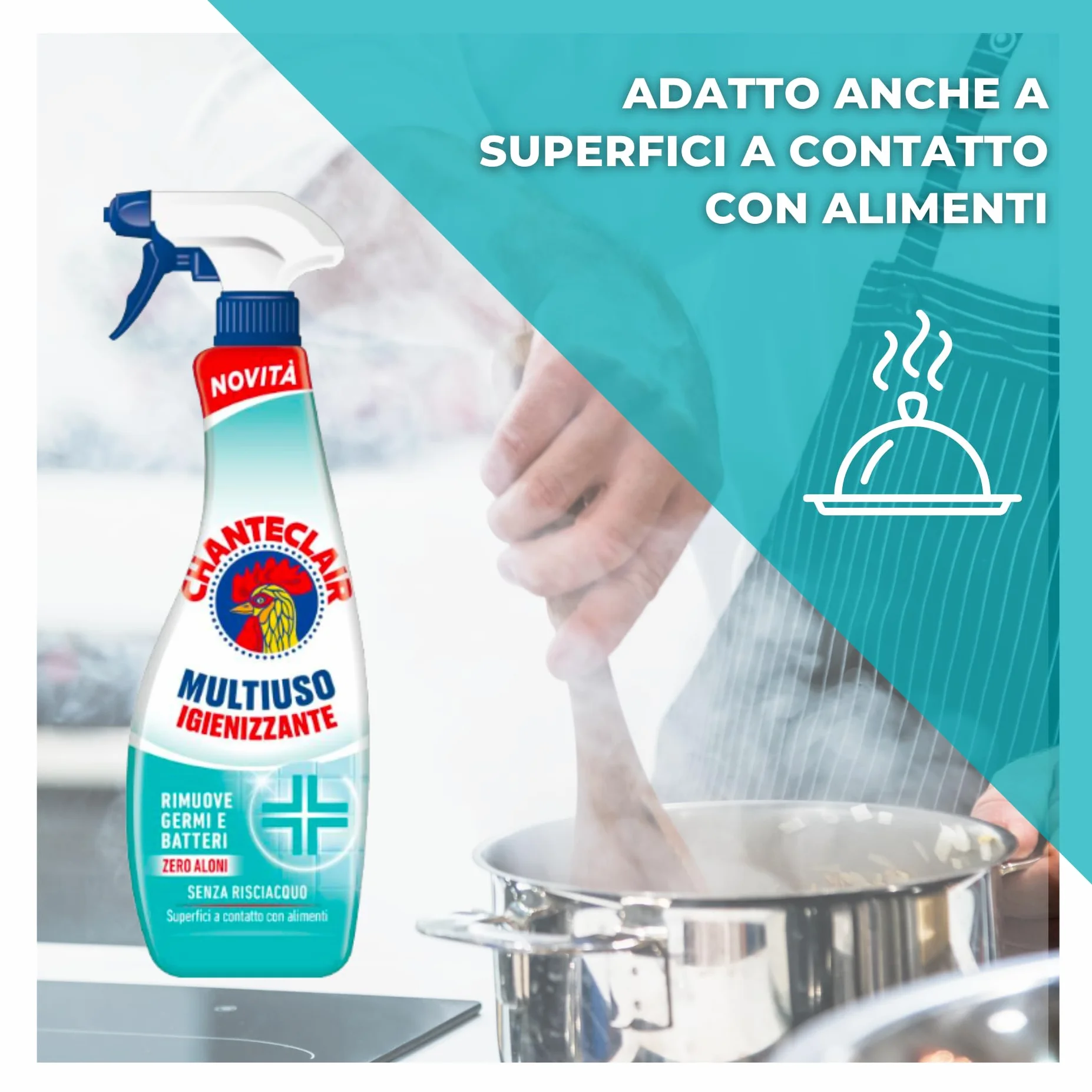 Chanteclair Multiuso Igienizzante Spray 625 ml 12 Flaconi Zero Aloni e Residui