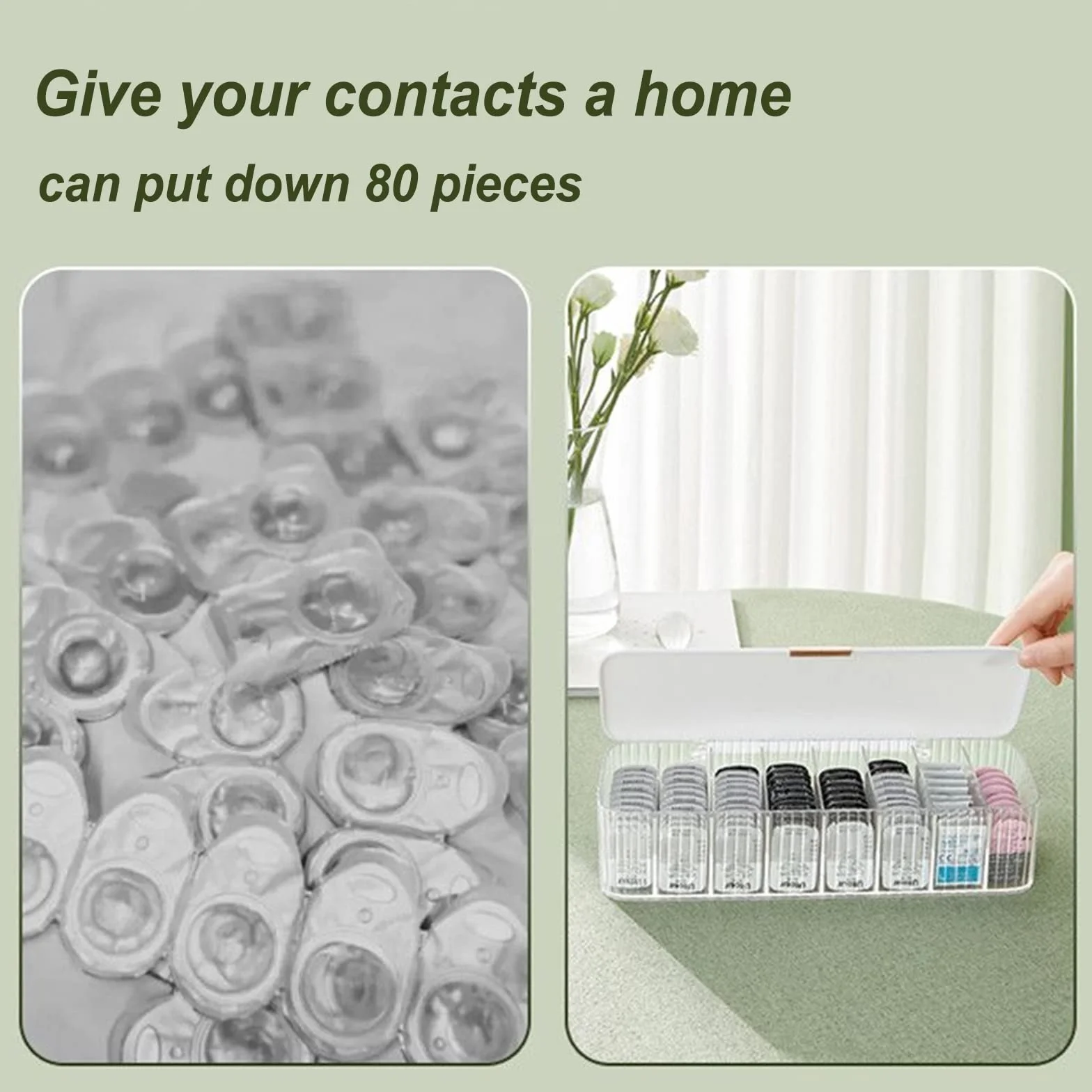 AITIME Organizer per lenti a contatto cosmetiche, scatola di plastica trasparente bianco per lenti quotidiane