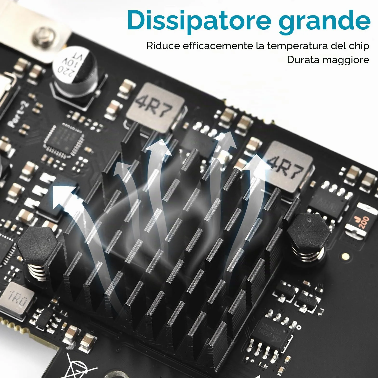 ELUTENG USB C PCIe Card 2 port 2 x 10Gpbs, PCI Express PCIe X4 USB C 3.2 Gen2 scheda di espansione 20Gbps con dissipatore di calore di grande area per PC desktop Windows 11/10/8/7/XP