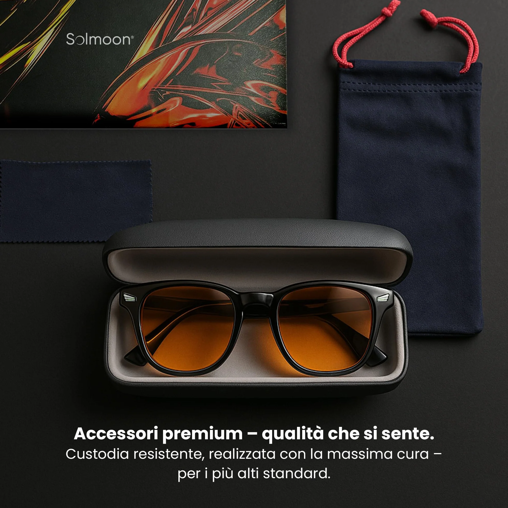 Solmoon Occhiali Luce Blu Filtro per Computer Schermi Gaming Uso Serale Materiali Non Tossici Custodia Rigida Premium