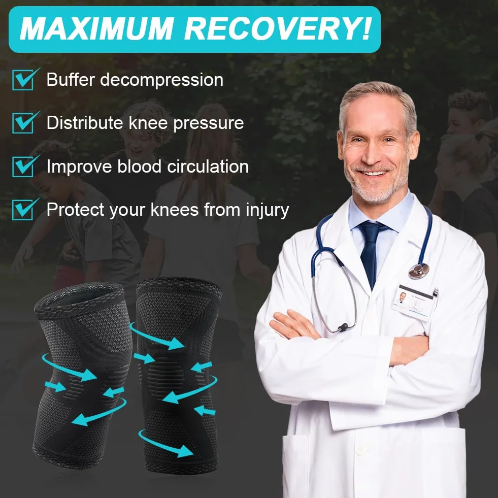 ACWOO Ginocchiera Ortopedica 2 Pezzi Tutore Ginocchio Compressione Supporto Artrite Corsa Dolore Lesioni Legamenti (M)