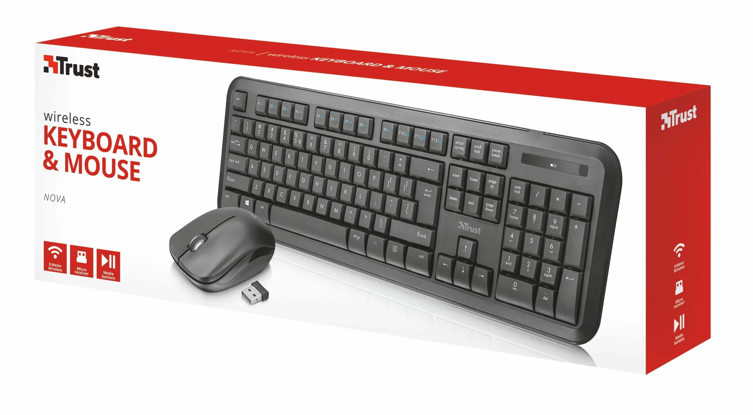Trust Nova Tastiera e Mouse Wireless, Nero [Layout Italiano]