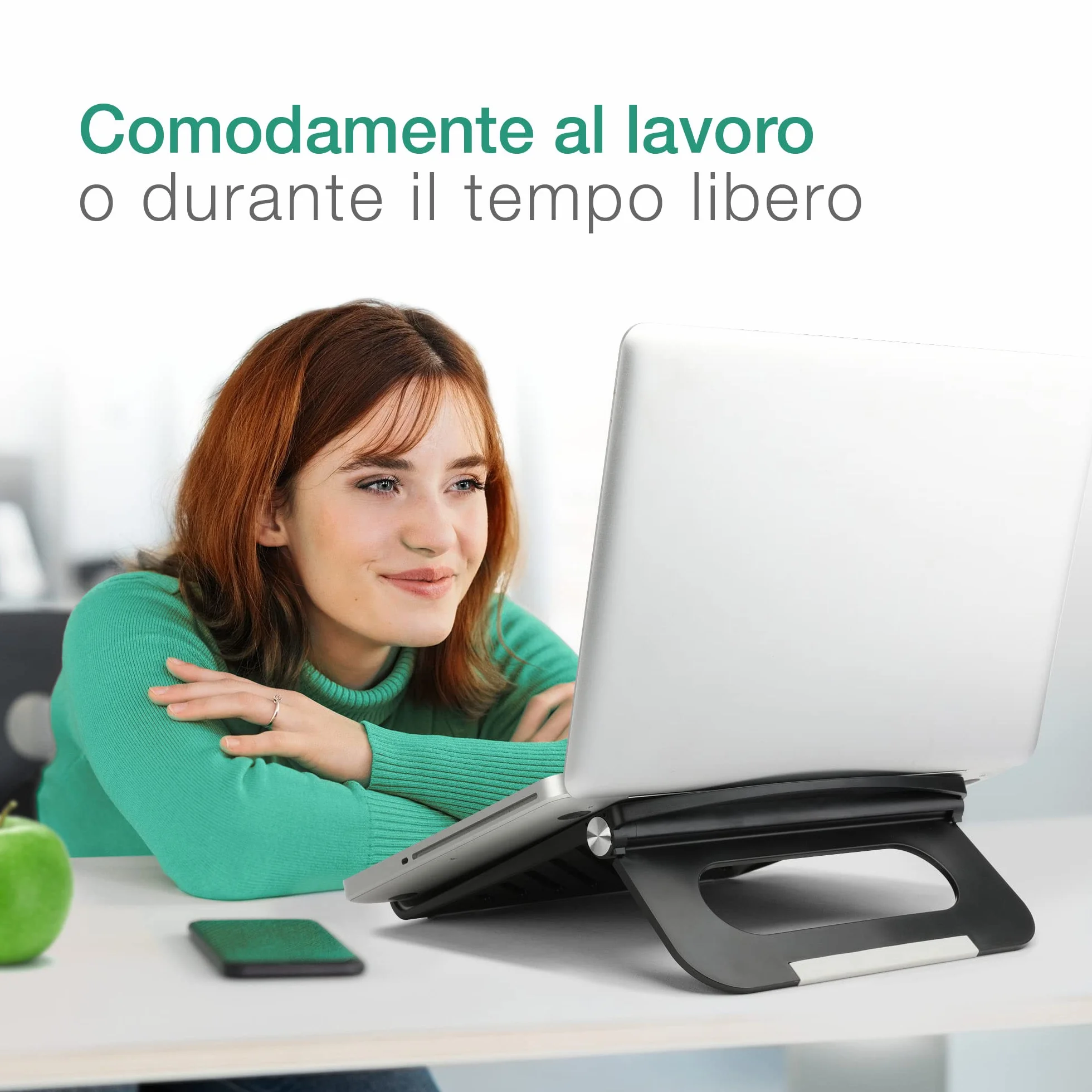 CELLONIC Universale supporto pc portatile, nero laptop stand, rialzo notebook con funzione di aerazione e sostegno, postura più comoda – per portatili da 13” ai 17,3"
