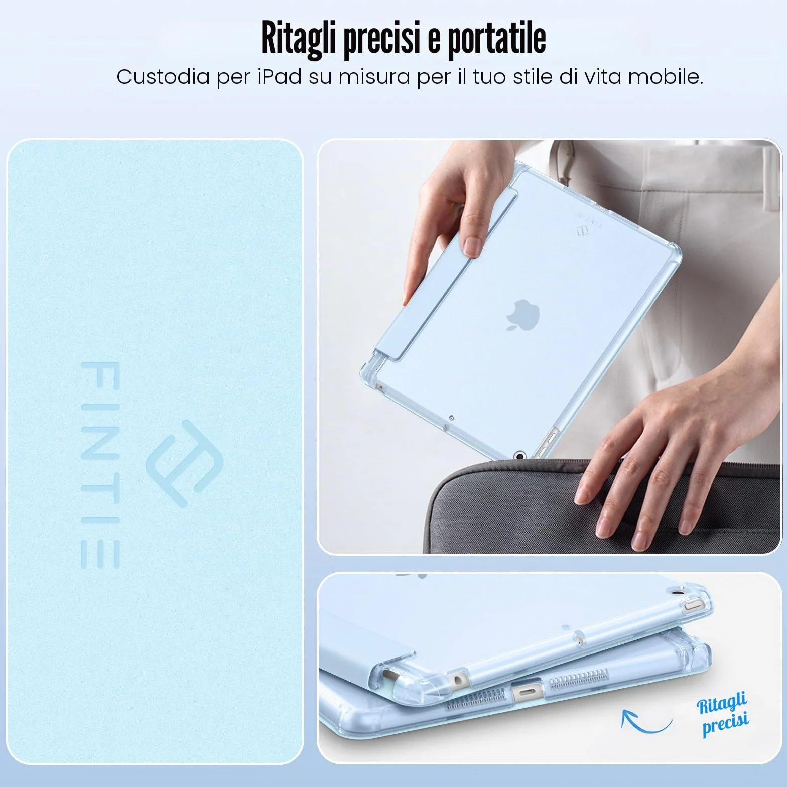 FINTIE Custodia per iPad 10.2 Pollici 9a 8a 7a Generazione con Built-in Pencil Holder, Cielo Blu