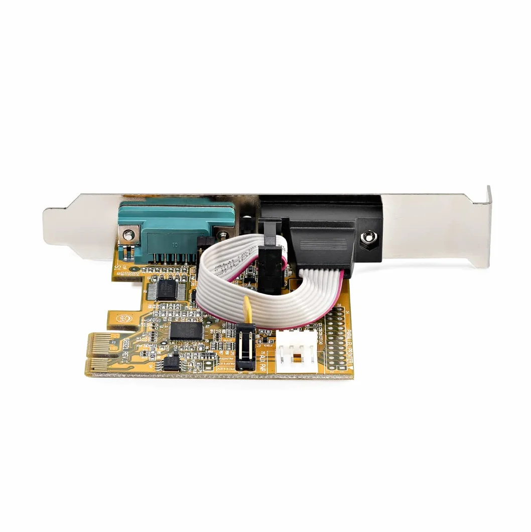 StarTech.com Scheda seriale PCI Express a 2 porte; Scheda di interfaccia seriale da PCIe a RS232 (DB9) con 16C1050 UART e ritenzione COM, 5V/12V; Windows e Linux (21050-PC-SERIAL-LP)