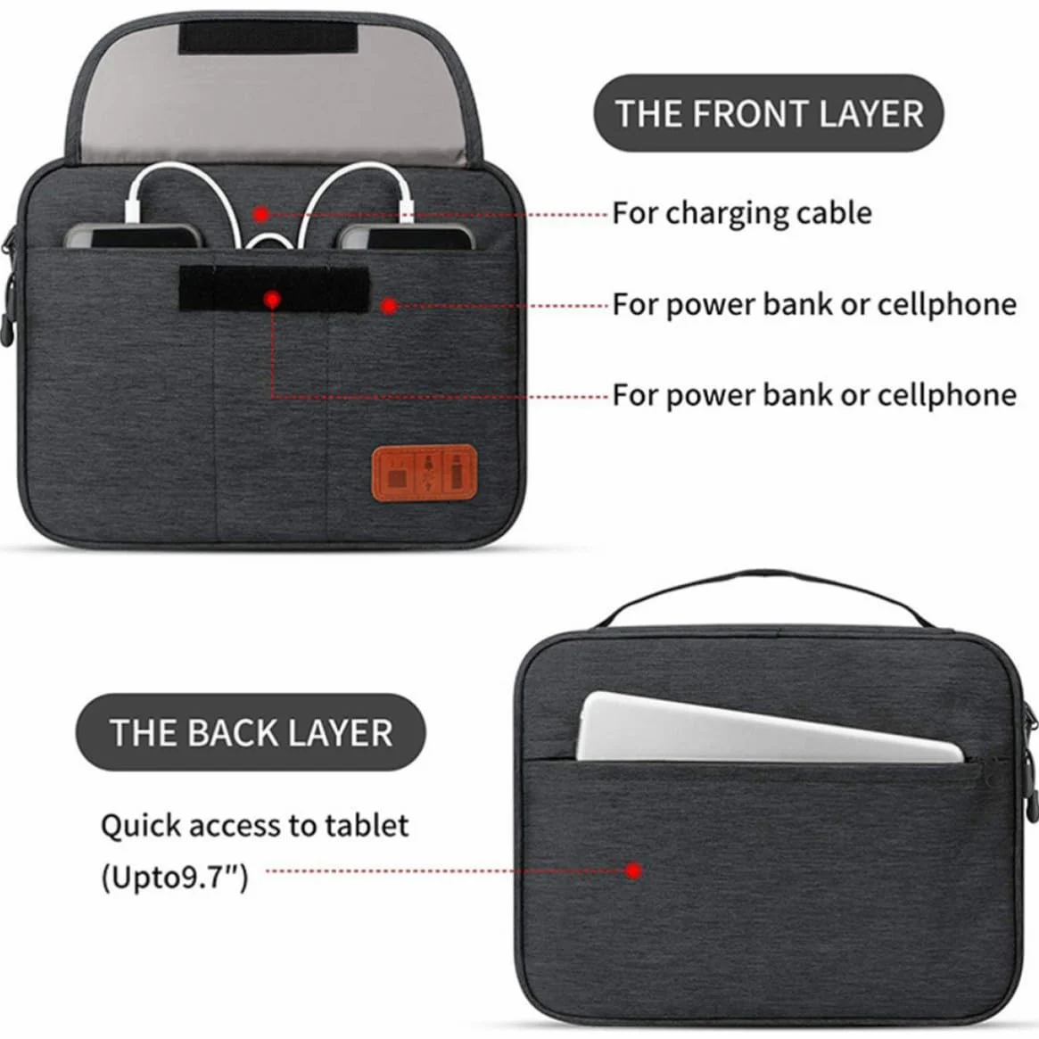 OSALADI Borsa Organizer per Cavi da Viaggio Grande Capacità in Poliestere Doppio Strato e Tasche per Cellulare per Viaggi