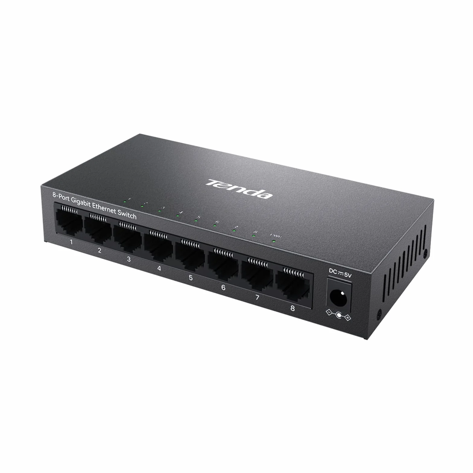 Tenda Switch Ethernet 8 Porte Gigabit Unmanaged TEG1008M, Switch Gigabit 10/100/1000 Mbps, IGMP Snooping, 802.1p/DSCP QoS, Hub Ethernet, Montaggio Desktop o a Parete, Plug & Play, Guscio di Metallo