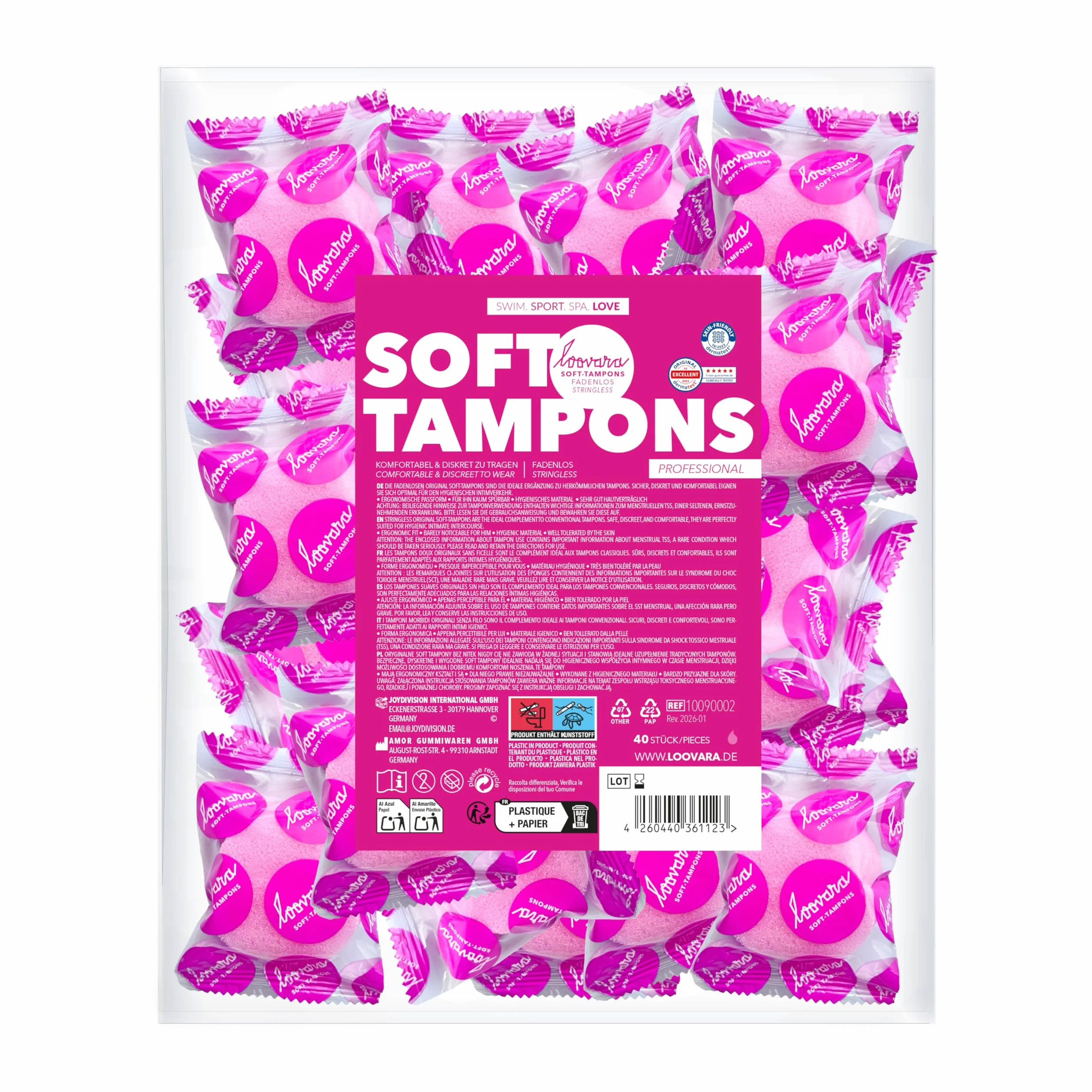 LOOVARA Soft Tampons Professional 40 pezzi tamponi morbidi senza cordino dimensione più grande