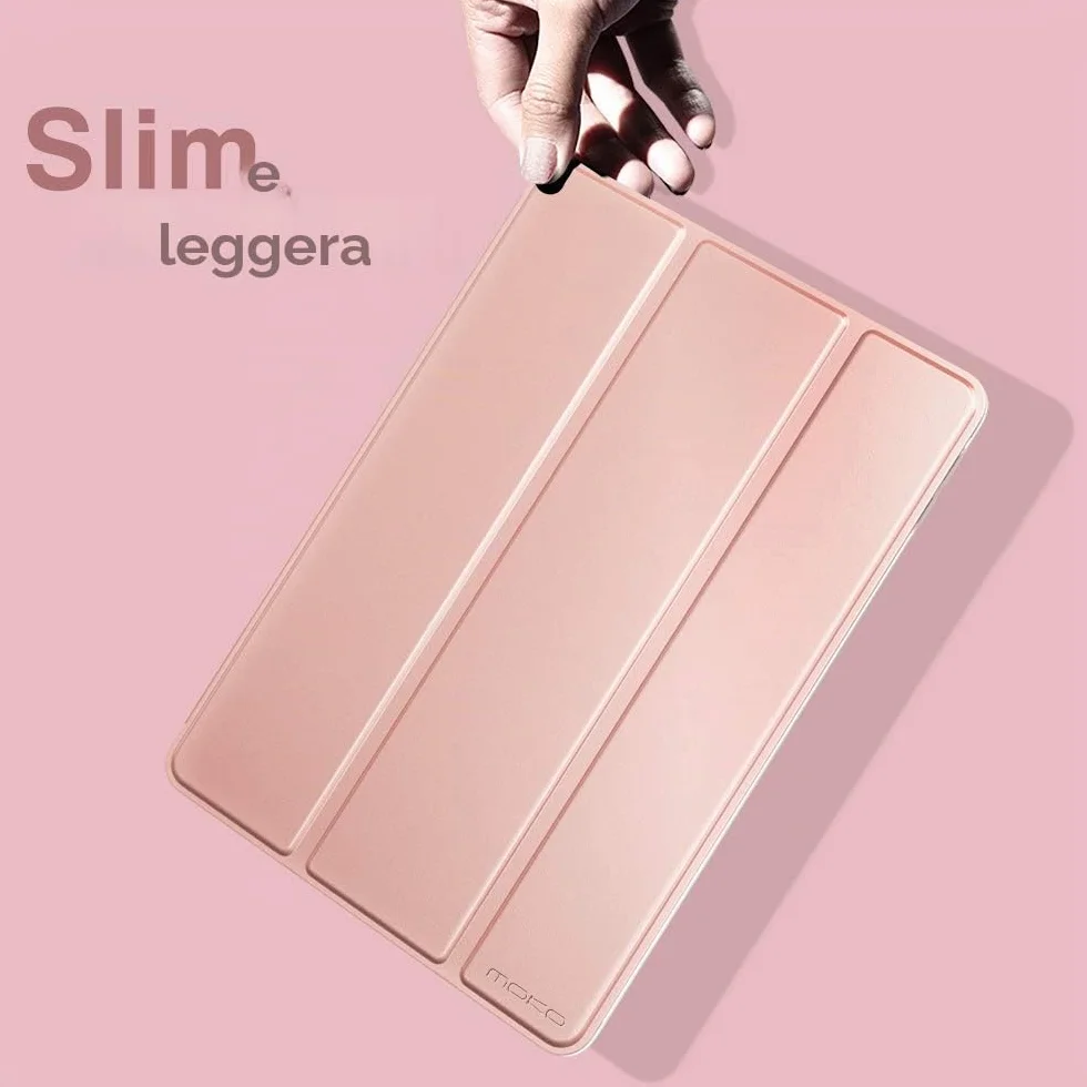 MoKo Cover per iPad 10,2" 9a Gen. 2021 8a Gen. 2020 7a Gen. 2019 Custodia Ultra Sottile Leggero Tri-fold Auto Sveglia/Sonno Retro TPU, Oro Rosa