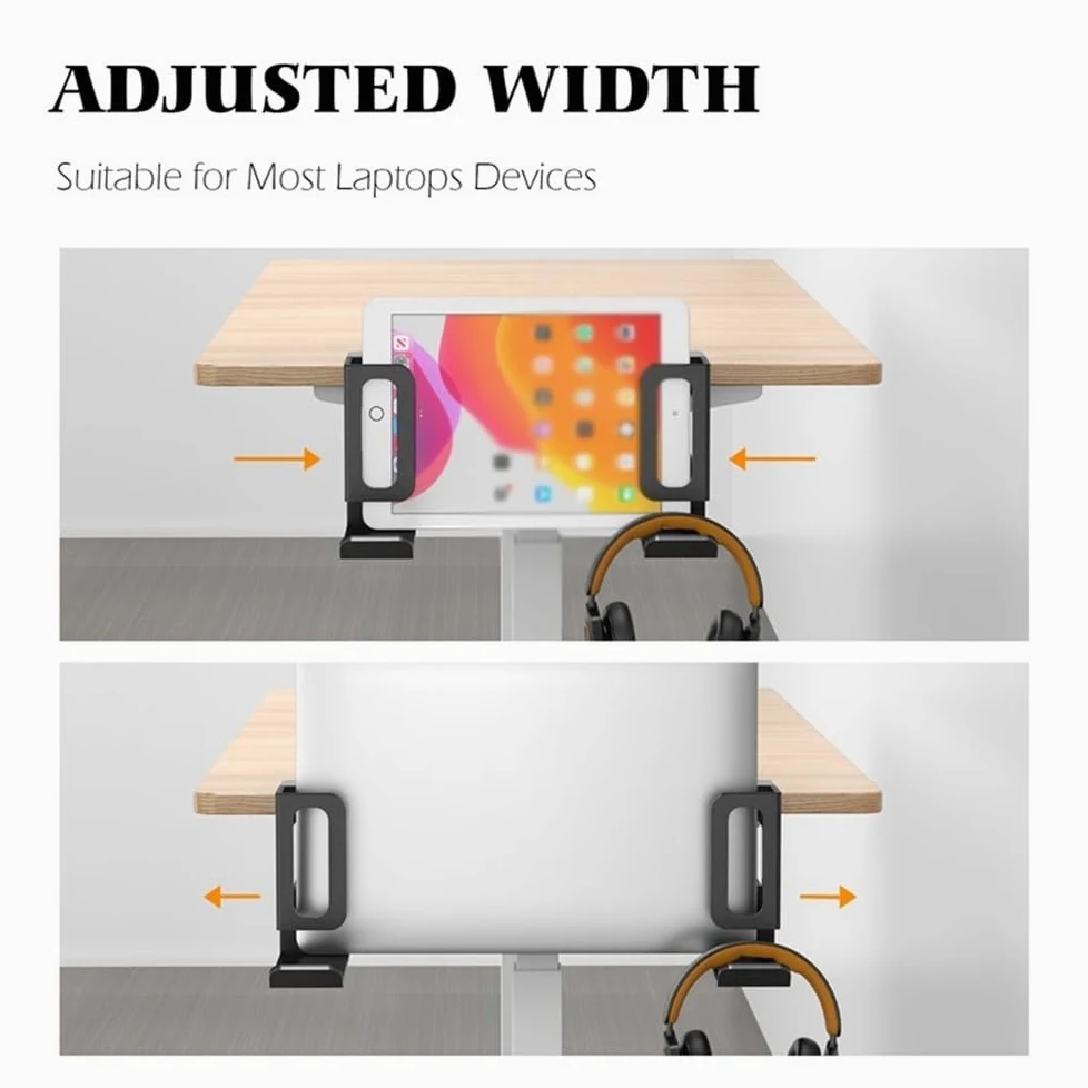 Supporto per Laptop Organizer for Laptop da scrivania, Supporto for Laptop sotto la scrivania con Supporto for Cuffie Rialzo per Laptop(Nero)