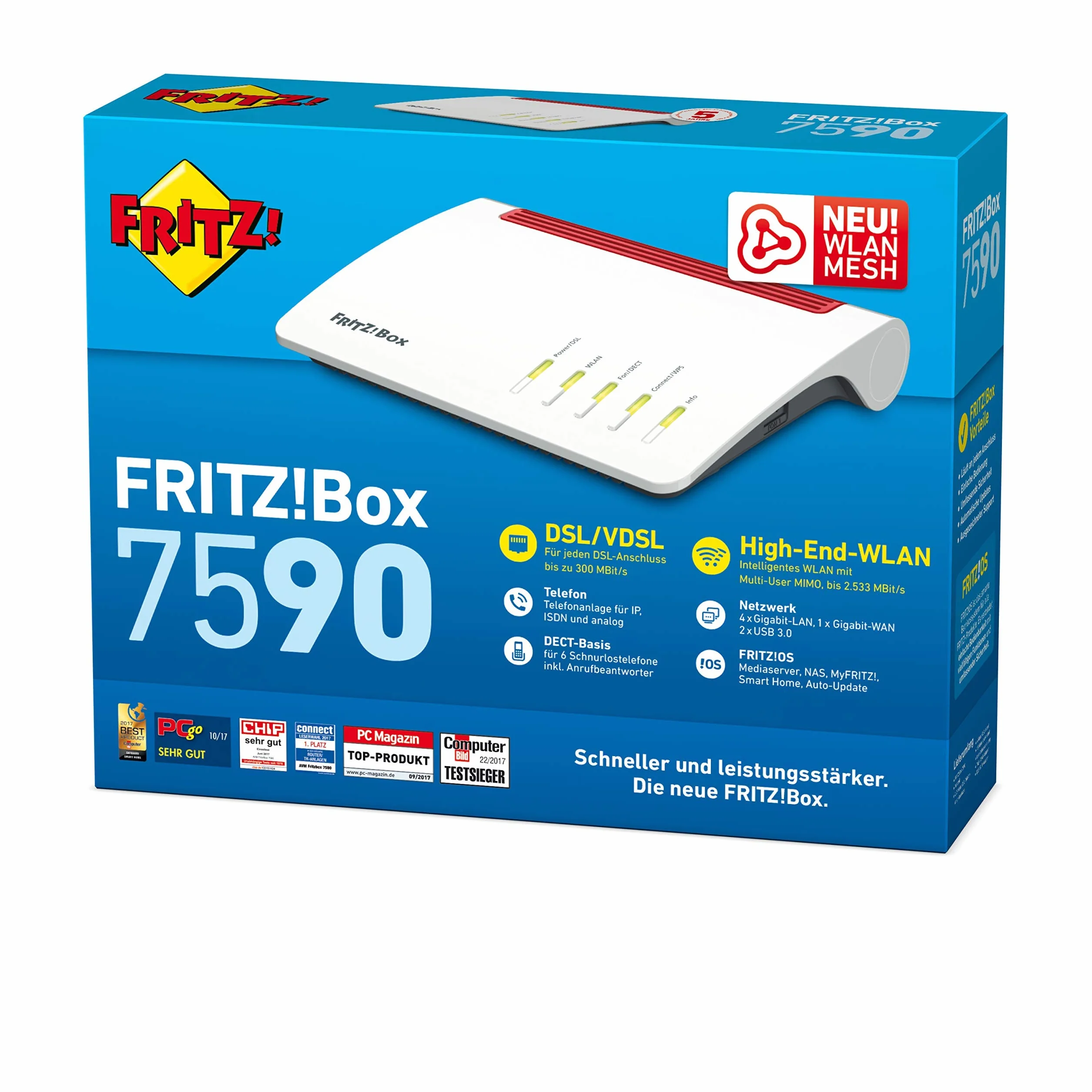 AVM Fritz!Box 7590 Router WLAN AC N VDSL ADSL MU-MIMO DECT Media Server Ricondizionato