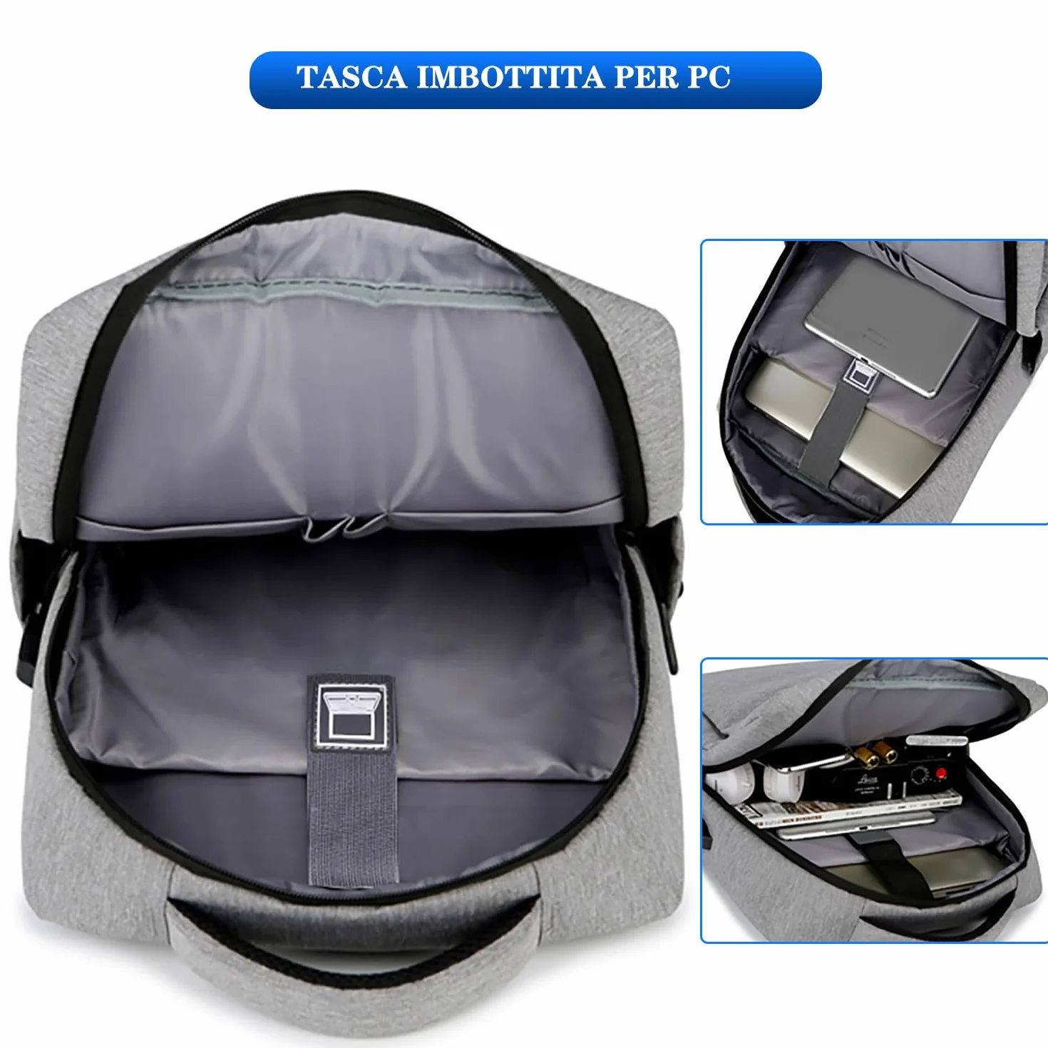 Mixroom Zaino Laptop Borsa Porta PC Portatile per Computer Custodia Notebook 15" con Attacco USB Z8