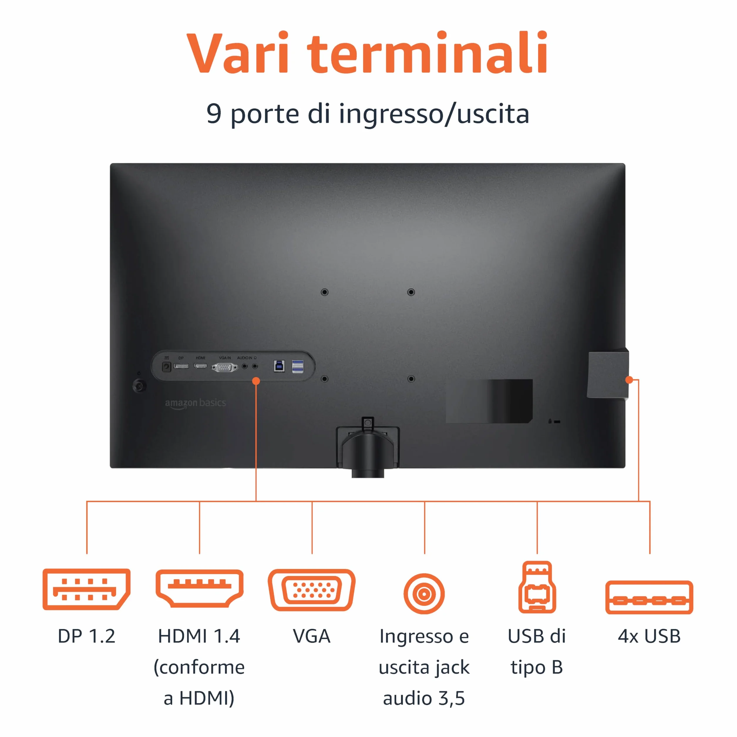 Amazon Basics Monitor da 27", FHD 1080p, massimo 100 Hz, compatibile con VESA, altoparlanti integrati, Nero