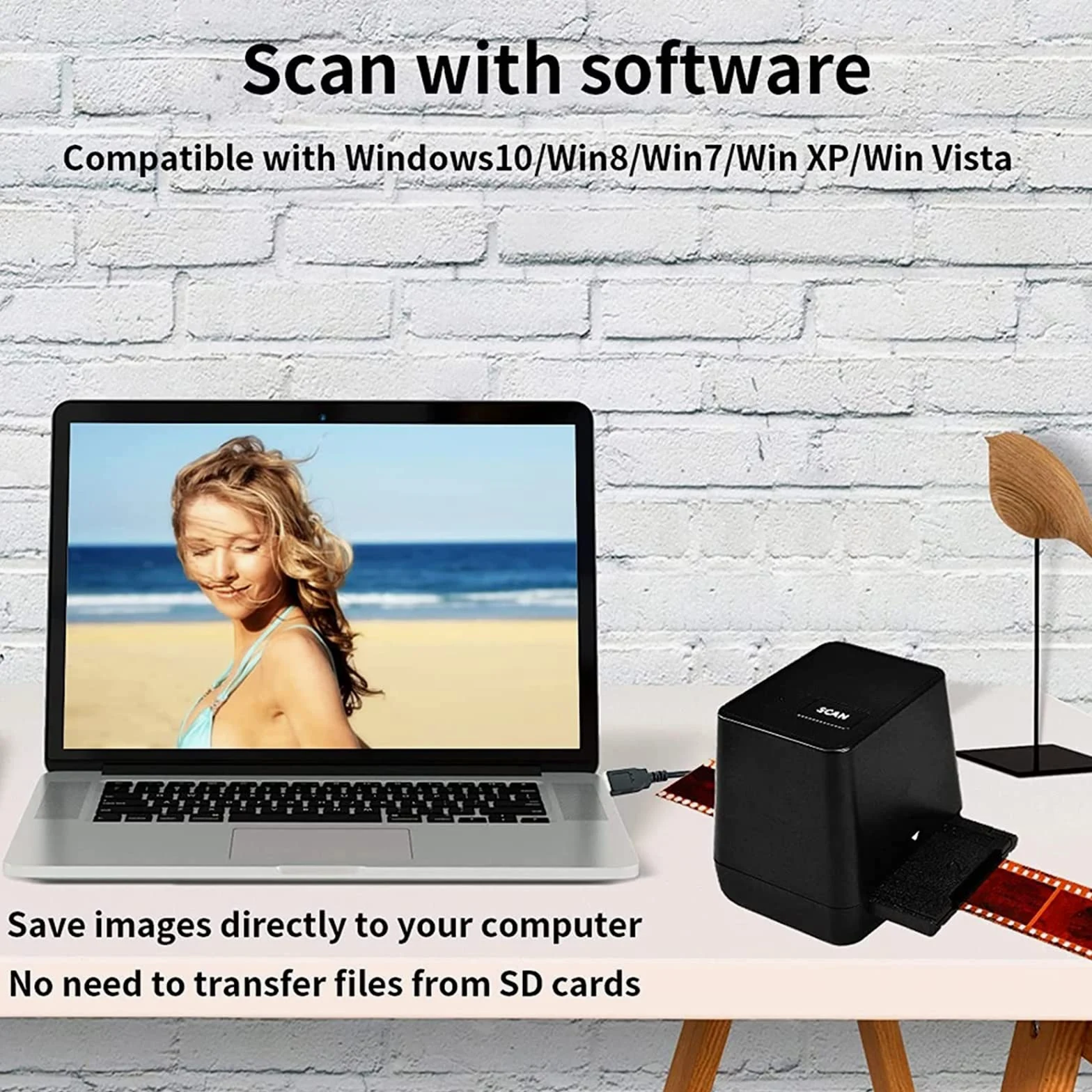 Visualizzatore per Scanner per Diapositive, Scanner per Diapositive per pellicole, Realizzato in Materiale ABS, Scanner per Negativi per pellicole 135 ad Alta Definizione da 17 Milioni, Portatile e